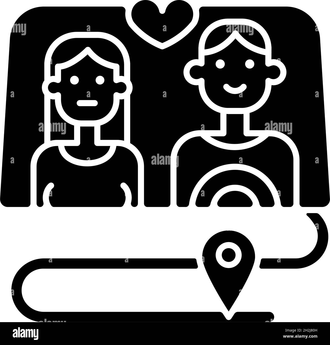 Couple errant ensemble l'icône de glyphe noir Illustration de Vecteur
