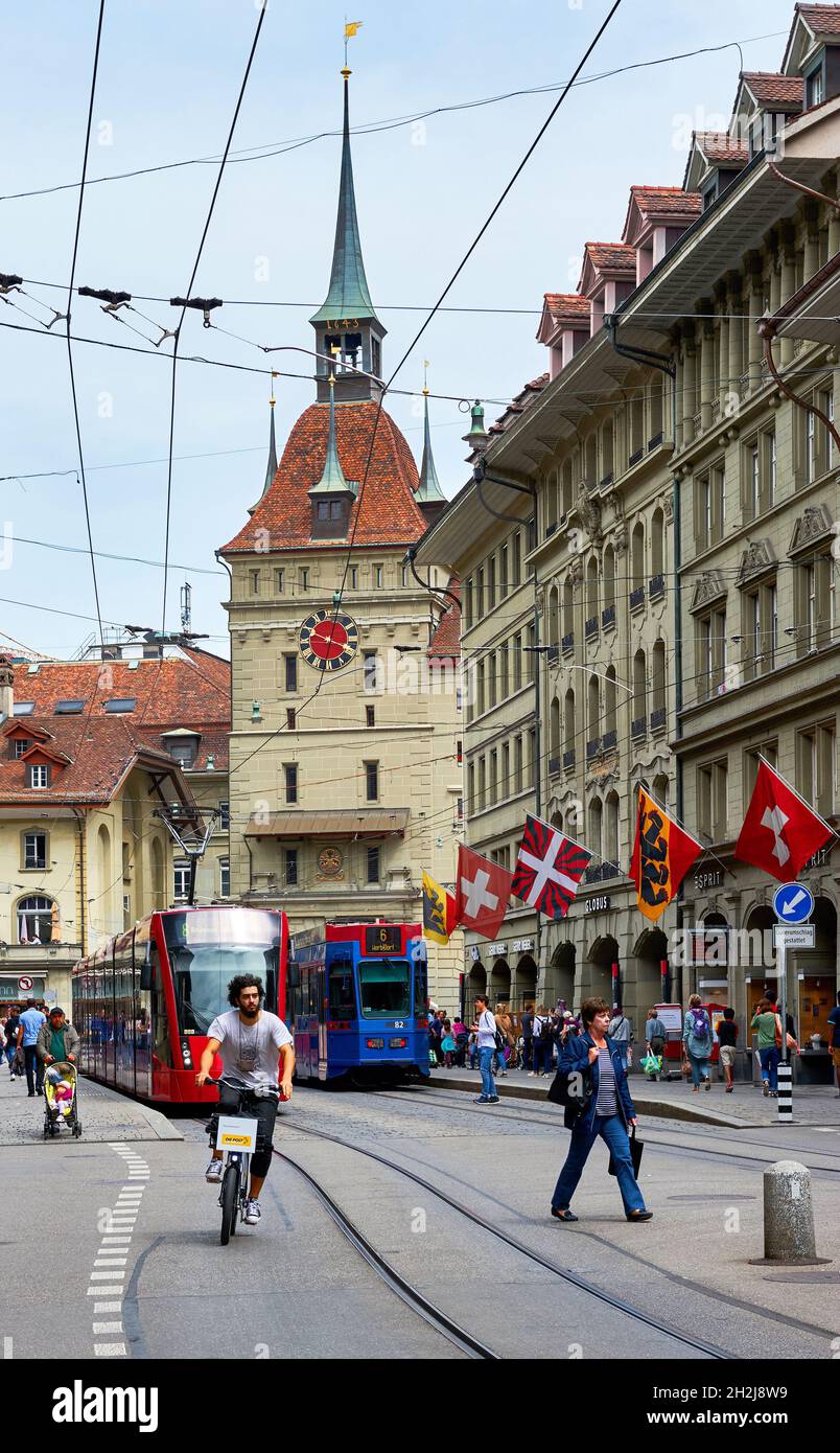 Vue sur la rue à Berne, Suisse Banque D'Images