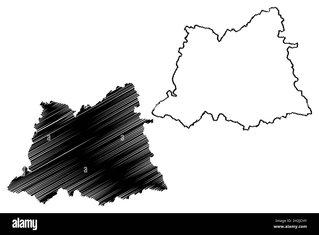 Carte du district de Muzaffarnagar (État de l'Uttar Pradesh, République de l'Inde) illustration du vecteur, schéma griffé carte de Muzaffarnagar Illustration de Vecteur