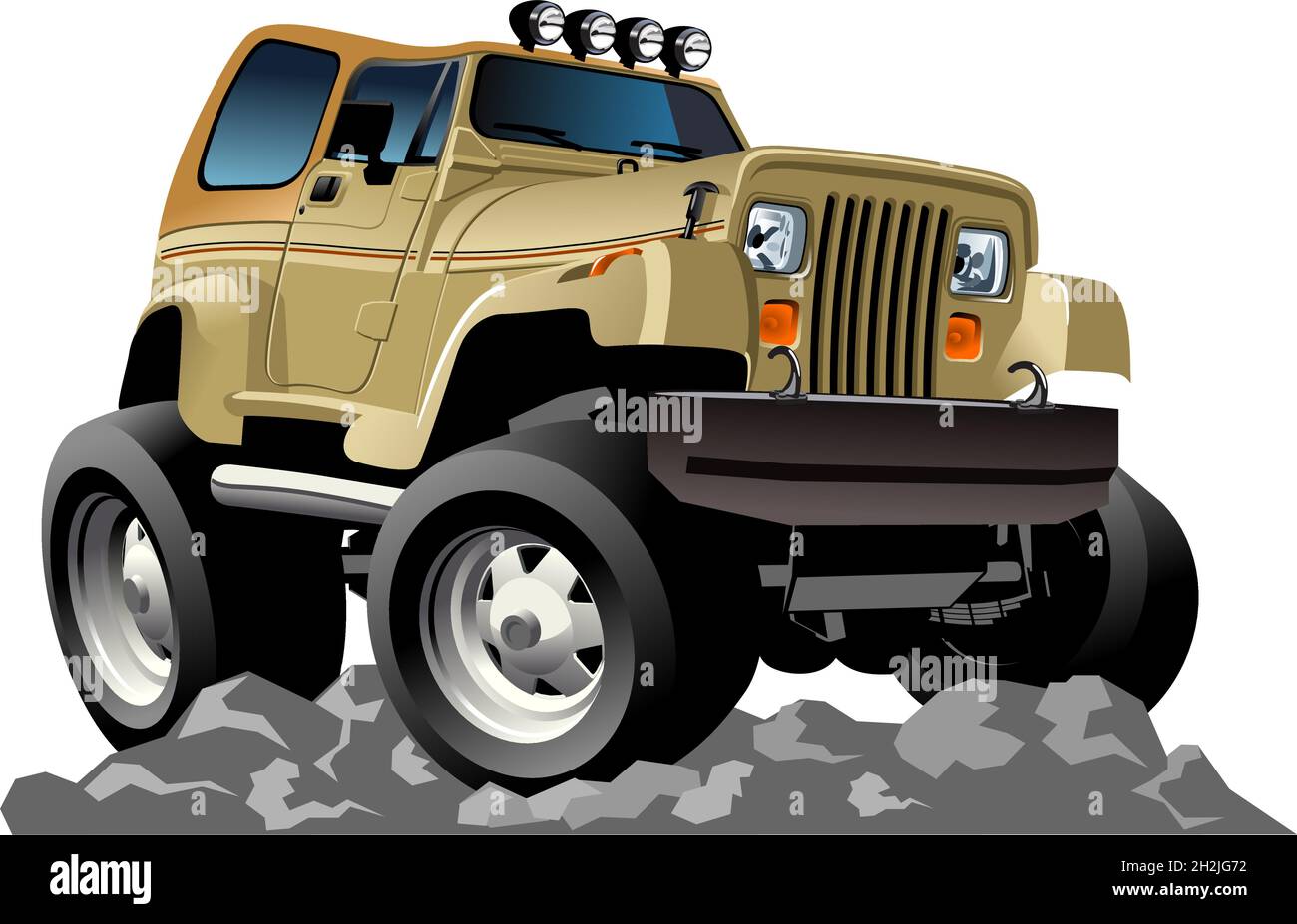 Jeep de dessin animé isolé sur fond blanc.Format vectoriel EPS-8 disponible, séparé par des groupes et des calques, pour un montage facile Illustration de Vecteur