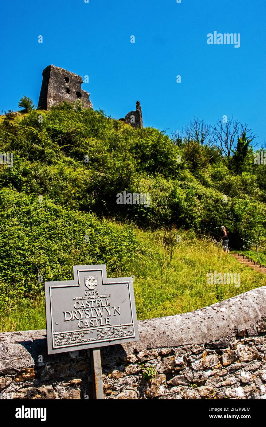 Château de Dryslwyn (gallois : Castell y Drysllwyn).Carmarthen, pays de Galles.ROYAUME-UNI Banque D'Images