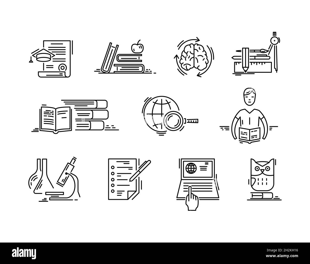 Lignes icônes éducation sciences leçons étudier école Illustration de Vecteur