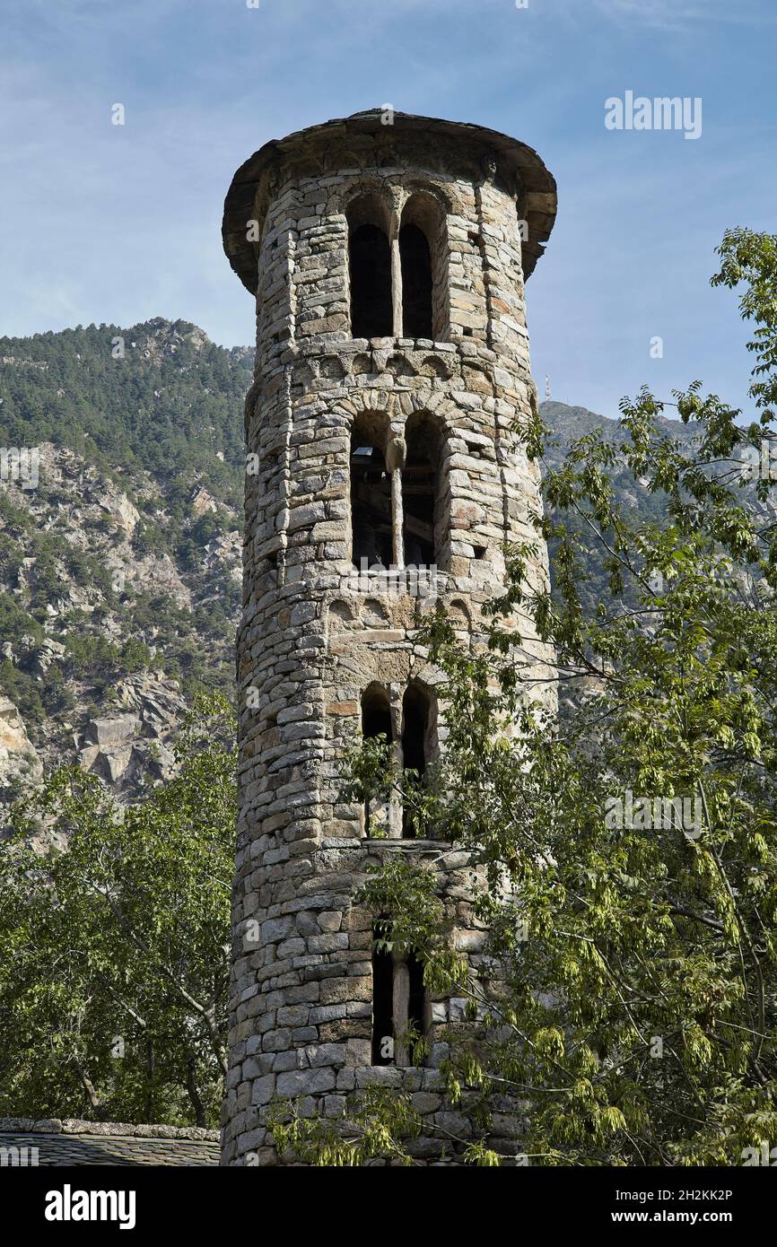 Église de Santa Coloma. Santa Coloma. Andorre-la-Vieille. L'Andorre. Banque D'Images