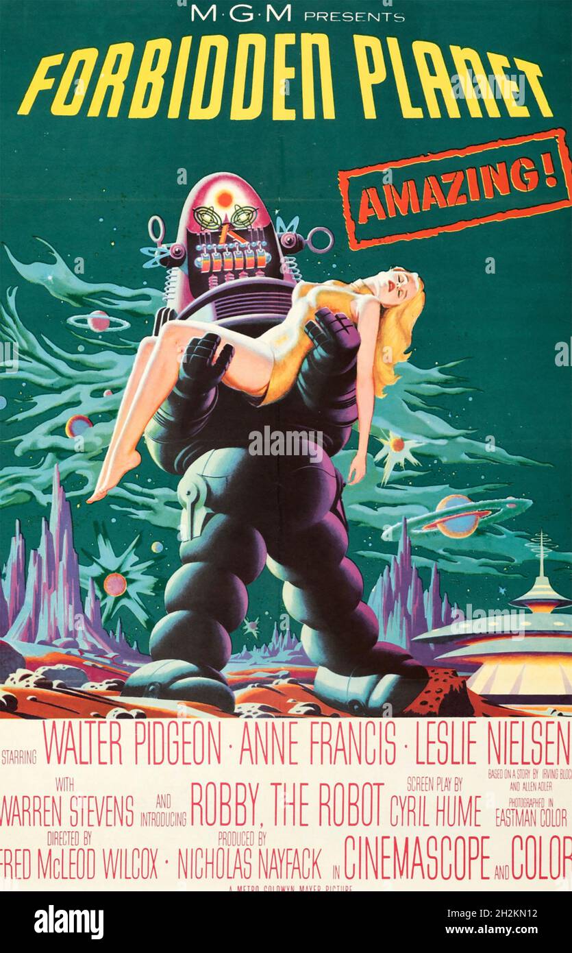 PLANÈTE INTERDITE 1 1956 film MGM avec Robby le robot et Anne Francis Banque D'Images