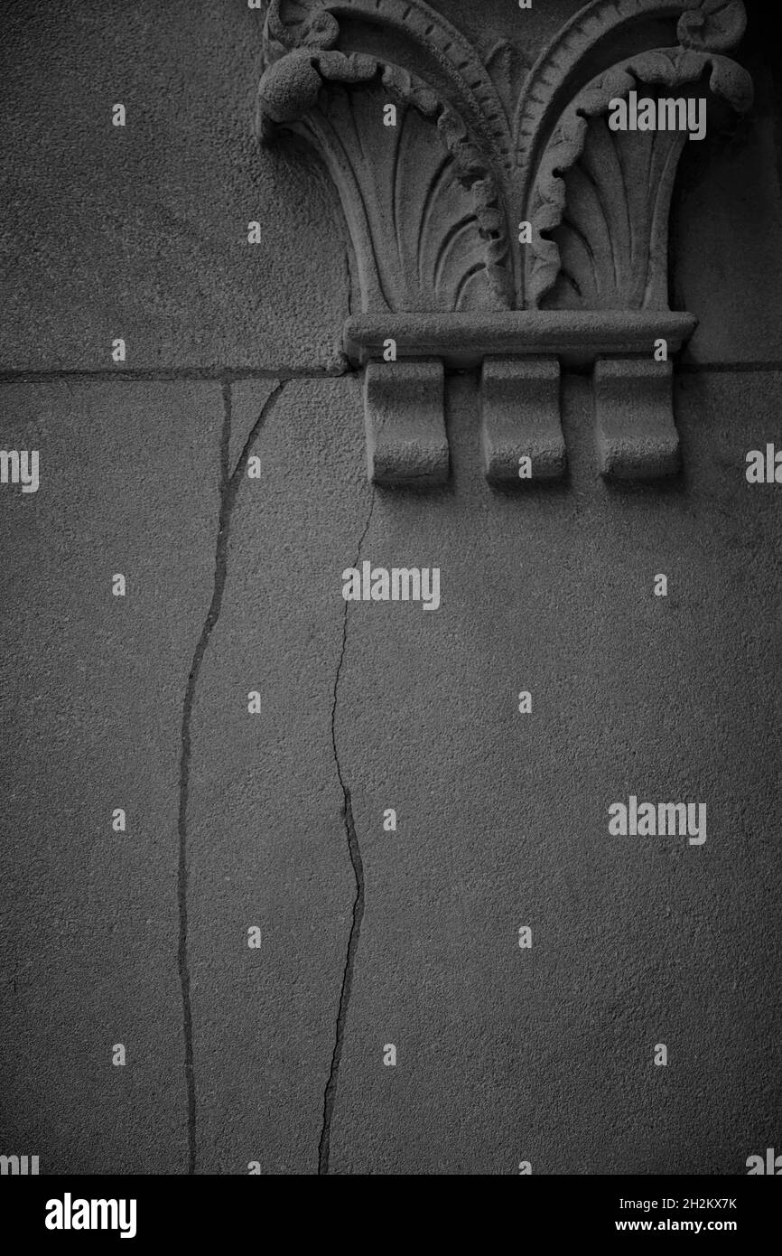 Gros plan noir et blanc de l'élément architectural, pour une vue abstraite minimale Banque D'Images