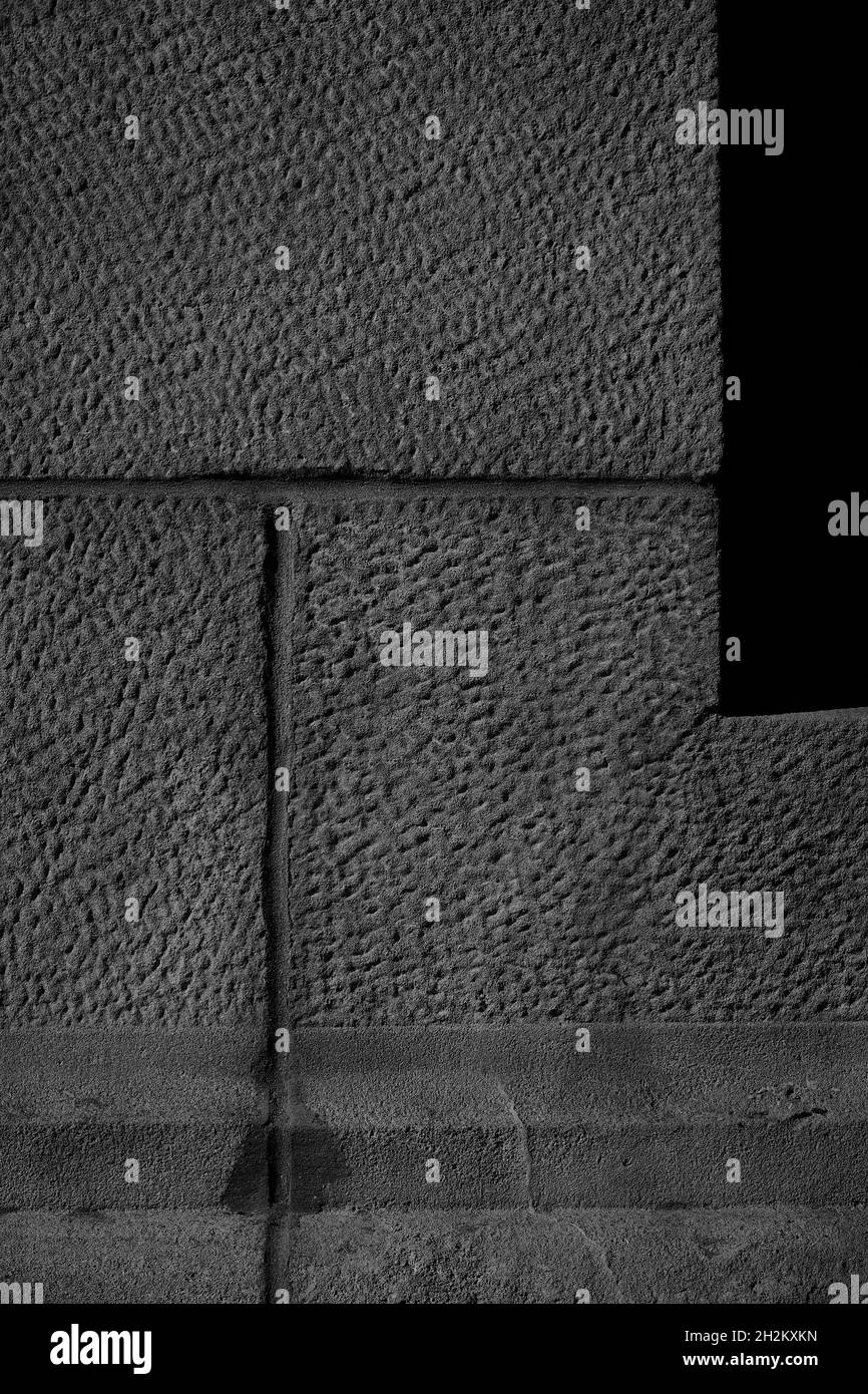 Gros plan noir et blanc de l'élément architectural, pour une vue abstraite minimale Banque D'Images