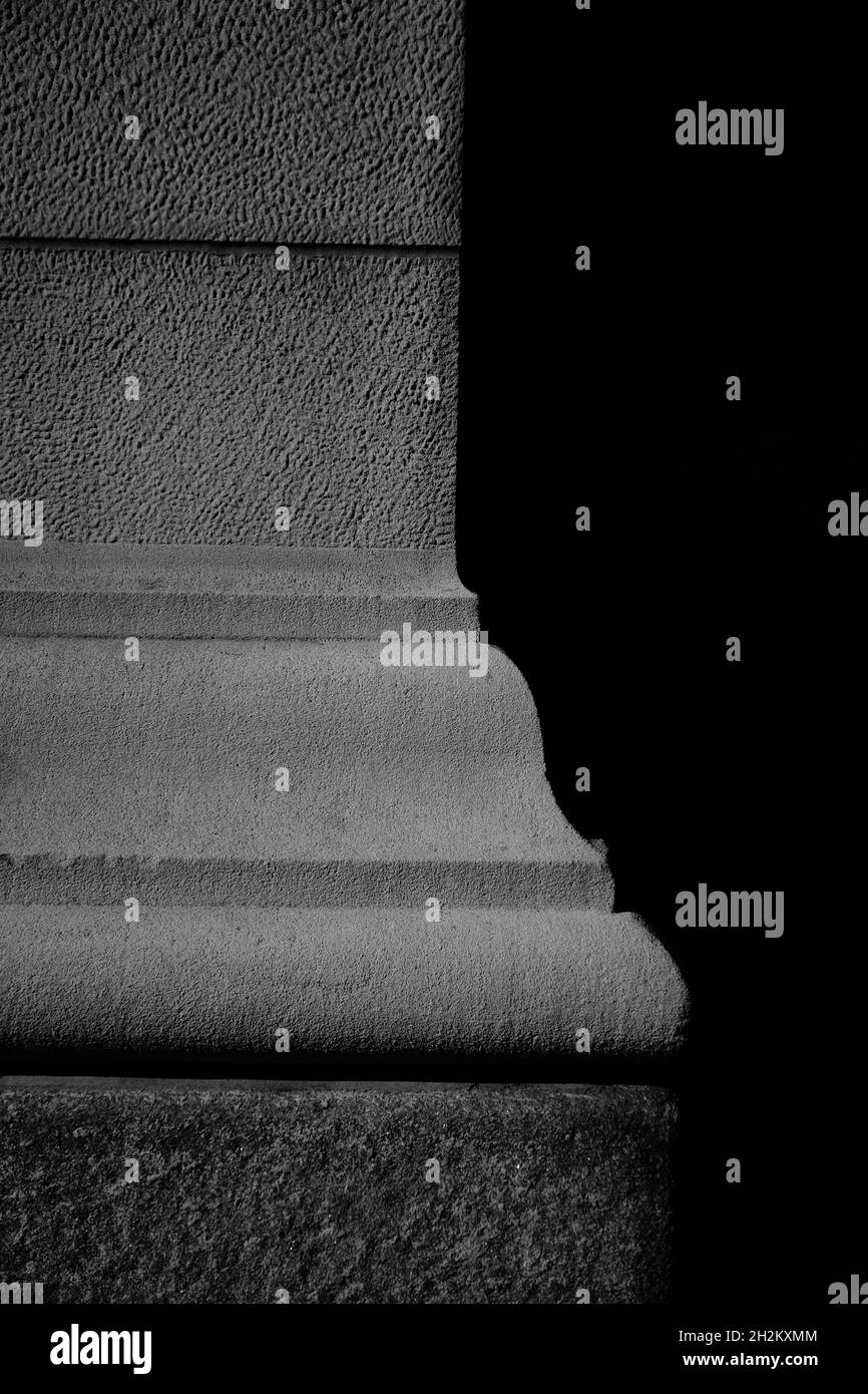 Gros plan noir et blanc de l'élément architectural, pour une vue abstraite minimale Banque D'Images