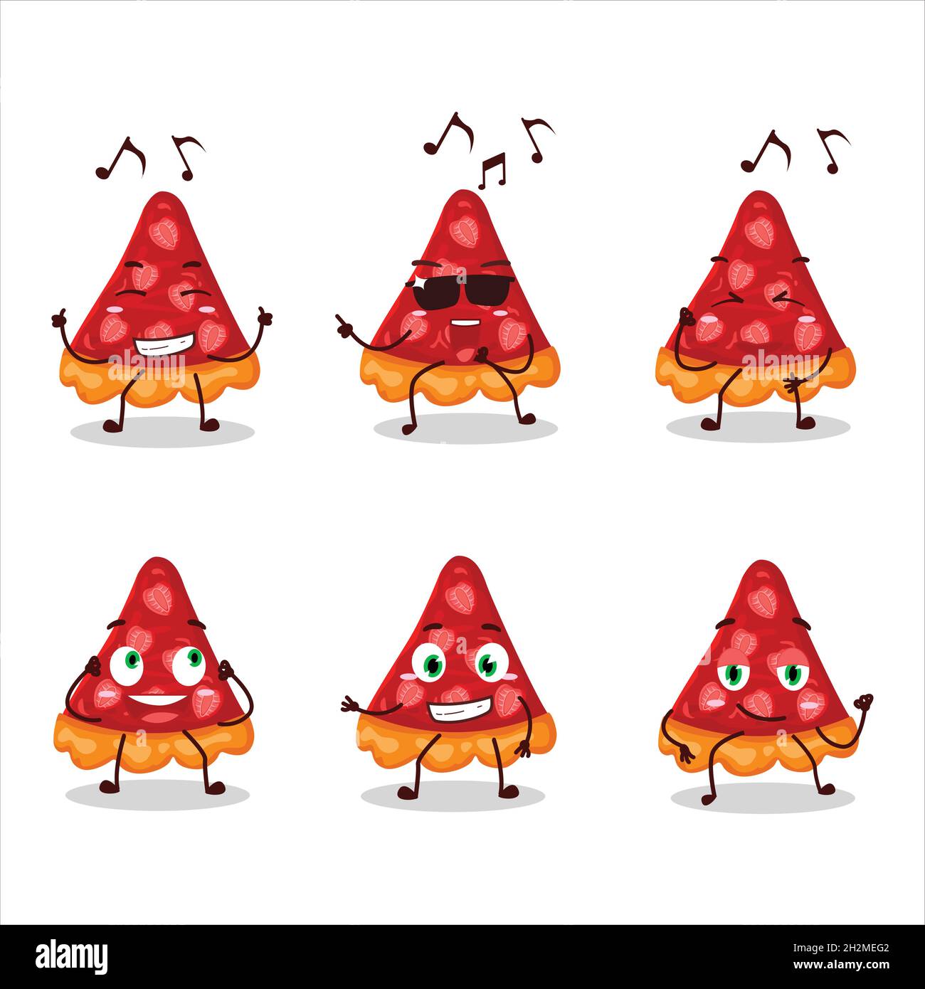 Une image d'une tranche de danseur de fraise et de personnage de dessin animé appréciant la musique.Illustration vectorielle Illustration de Vecteur