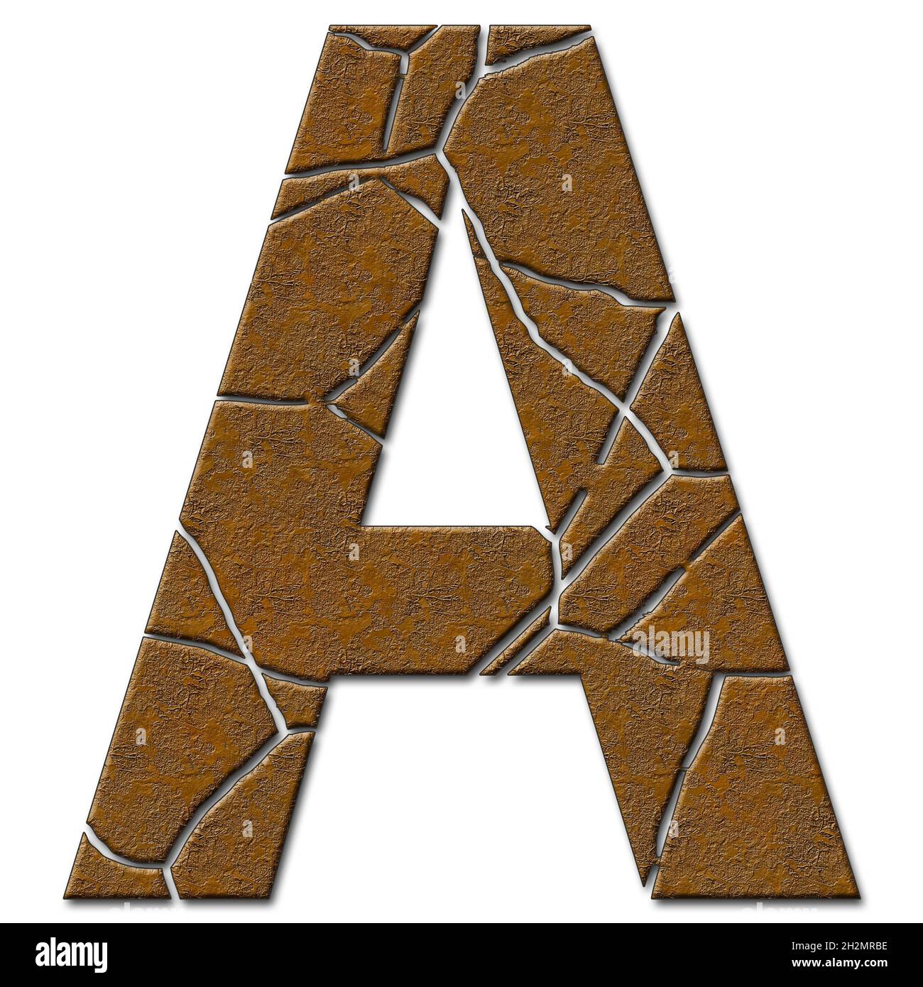 Rendu 3D du motif métallique et de la texture lettre majuscule de l'alphabet avec fissures Banque D'Images