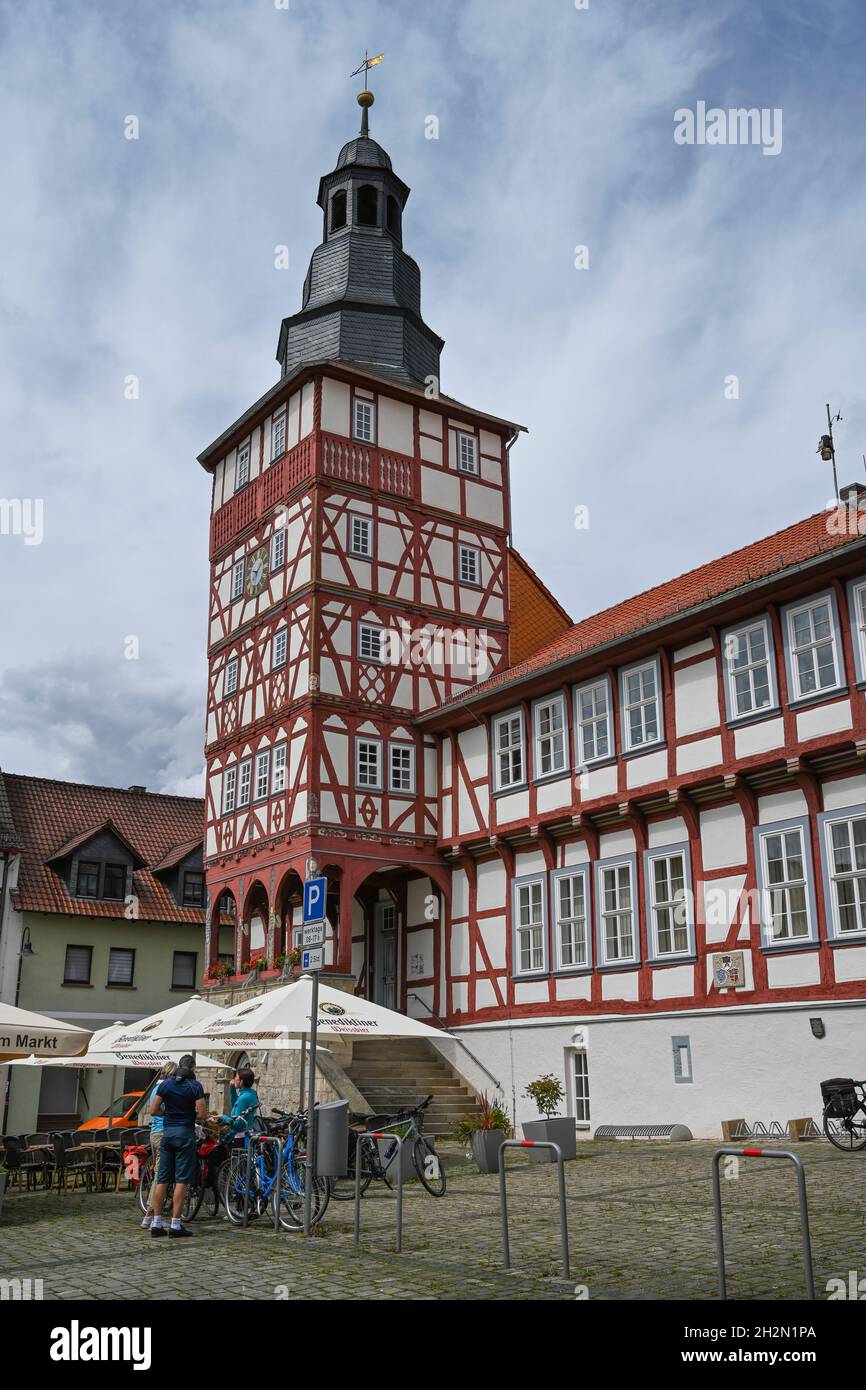 Rathaus, Marktplatz, Treffurt, Hessen, Allemagne Banque D'Images