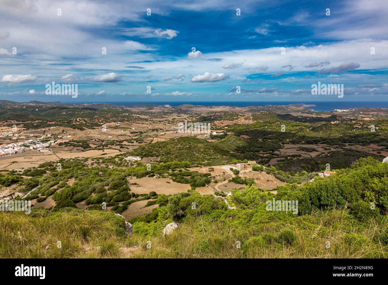 Espagne, Iles Baléares, Minorque, es Mercadal, vue de la montagne El Toro Banque D'Images