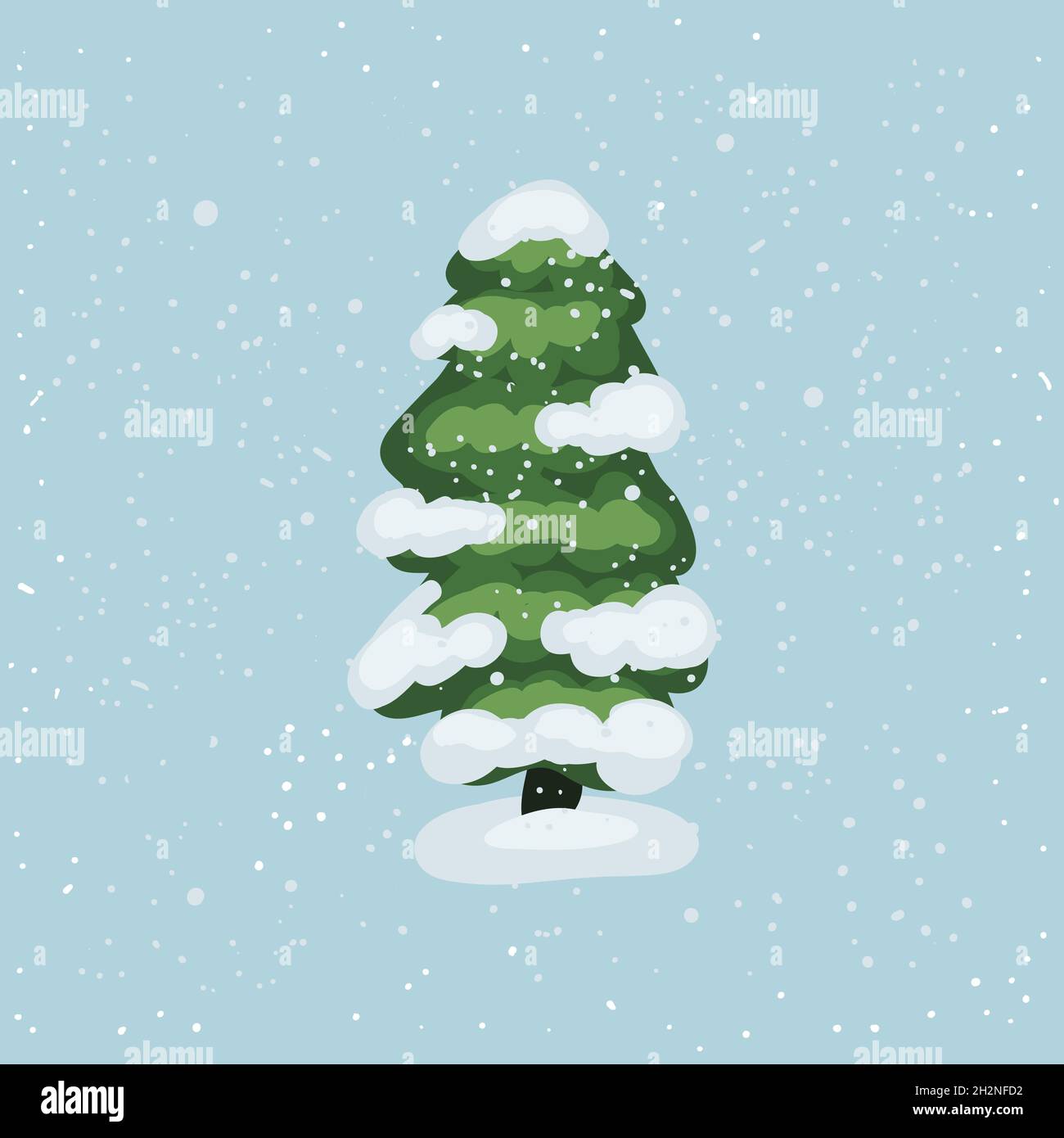 Illustration de la chute de neige sur l'arbre Illustration de Vecteur