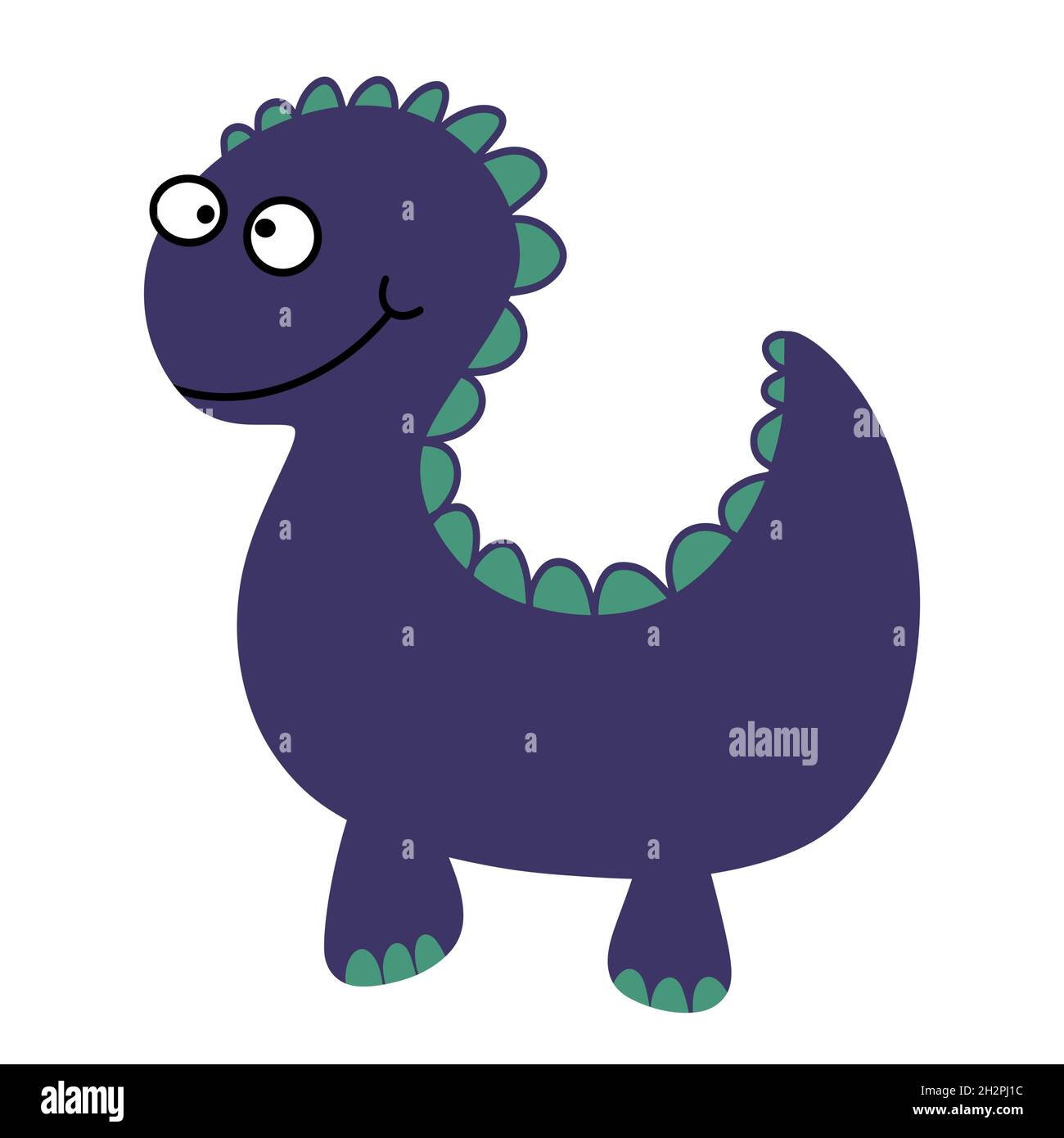 Doodle enfants dessin animé dragon dinosaures sur fond blanc Banque D'Images