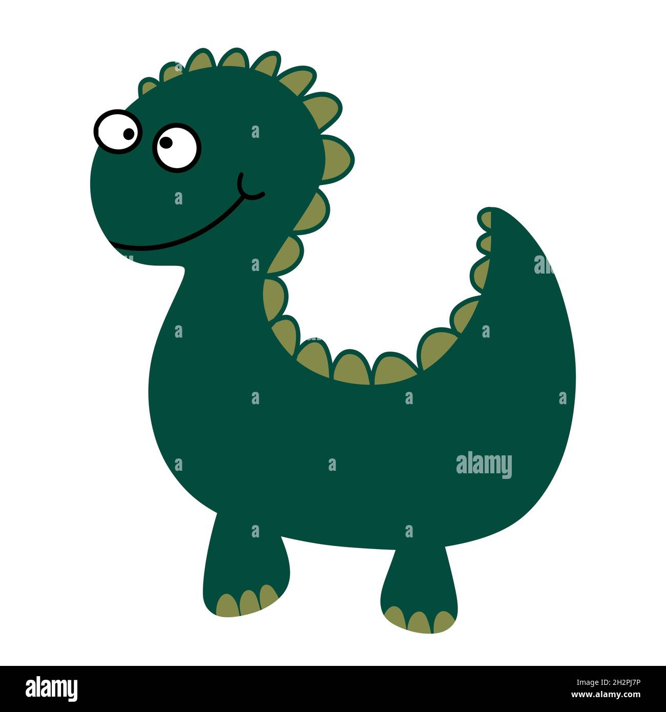 Doodle enfants dessin animé dragon dinosaures sur fond blanc Banque D'Images