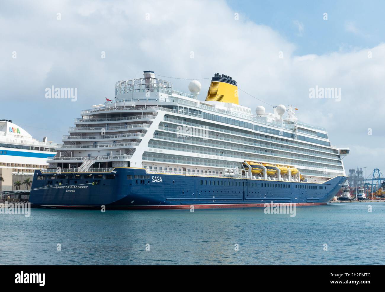 Bateau de croisière Saga, Spirit of Discovery, dans le port de Las Palmas sur la Grande Canarie, îles Canaries, Espagne Banque D'Images