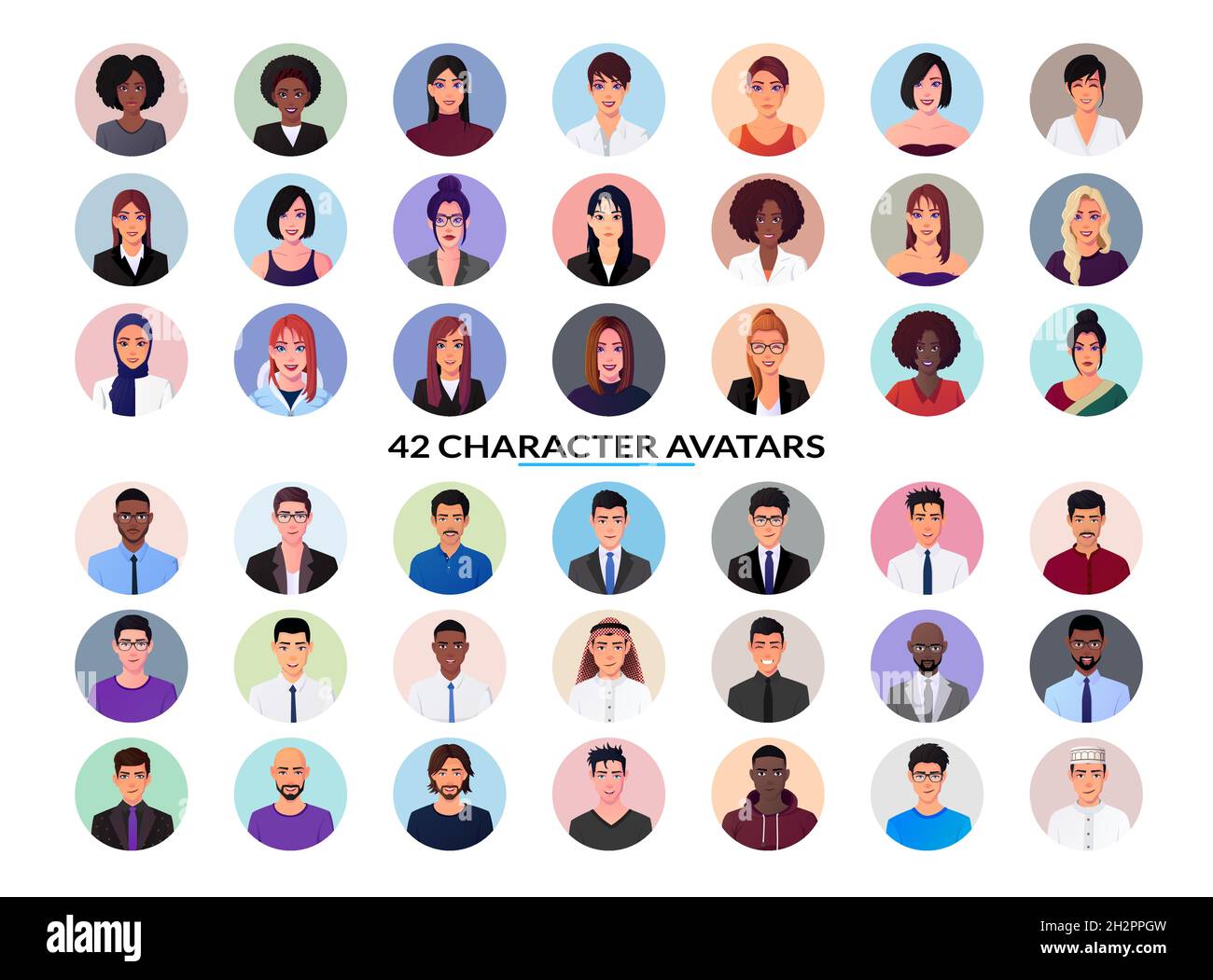 Avatar de personnage avec profil de visage rond Grande Collection Illustration de Vecteur