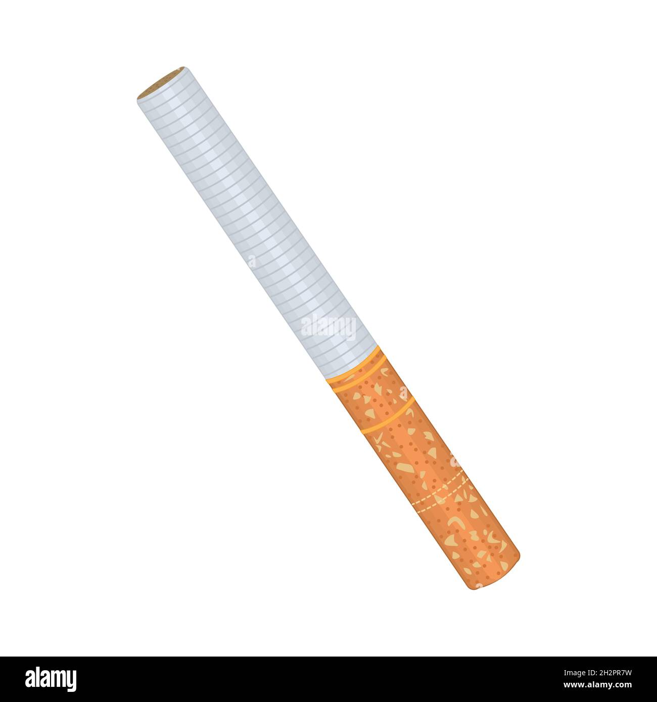 Cigarette isolée sur fond blanc.Cigarette avec filtre jaune.Icône de fumée de tabac.cigarette