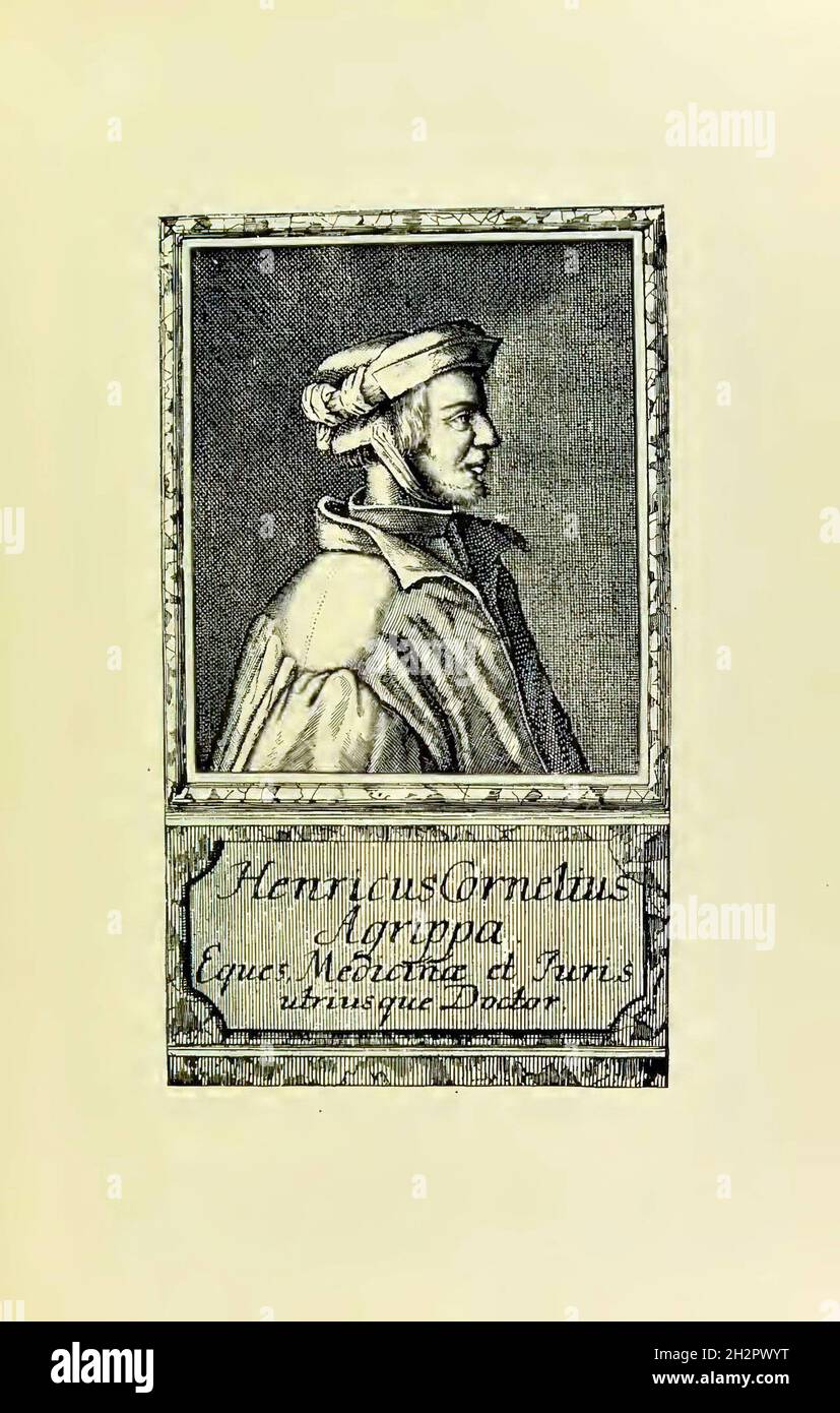 Texte alchimie vintage; Henricus Cornelius Agrippa Banque D'Images