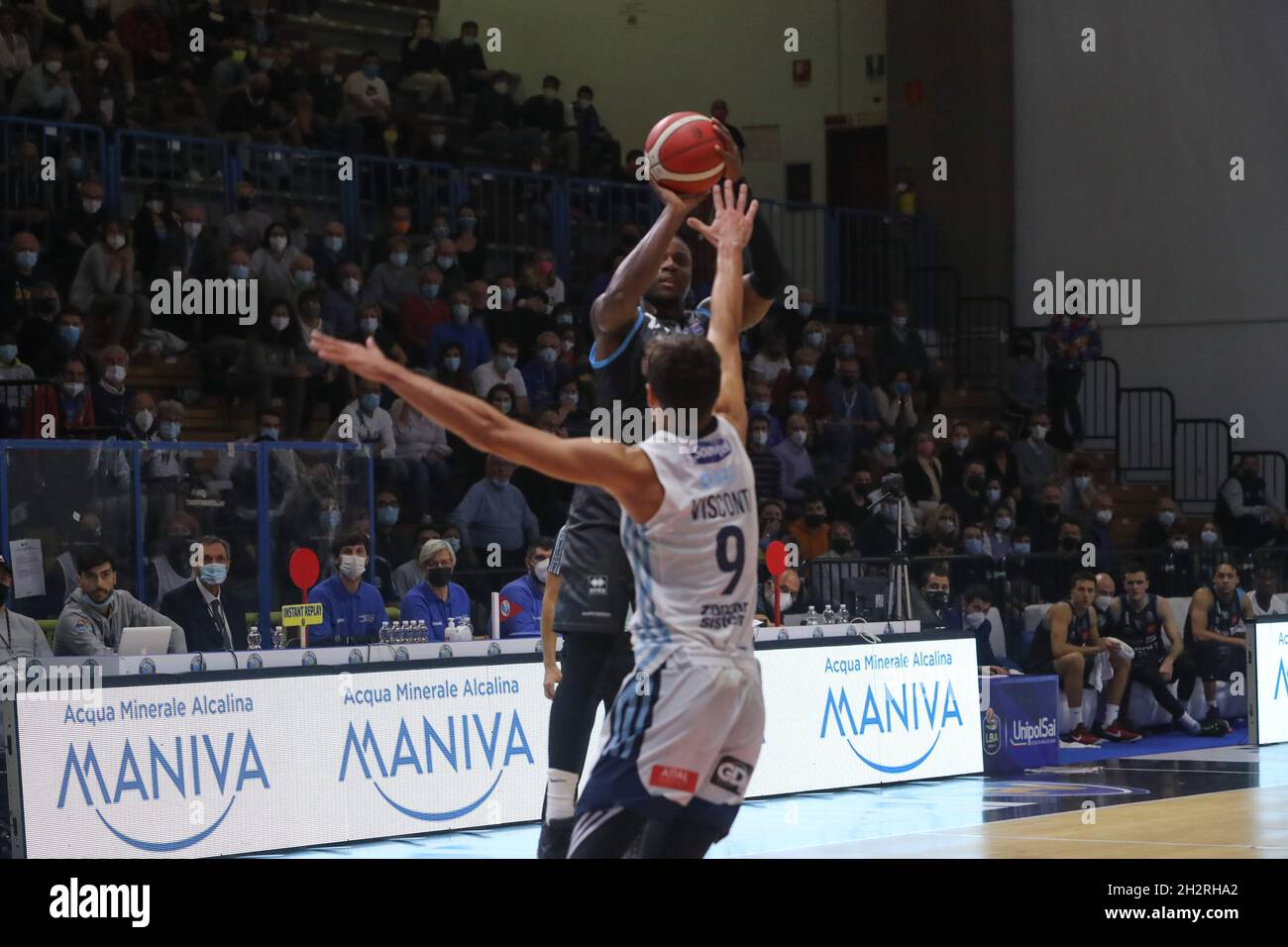 Cremona, Italie.23 octobre 2021.Cournhooh David (Vanoli Cremona) pendant Vanoli Panier Cremona vs Happy Casa Brindisi, Italian Basketball A Serie Championship à Cremona, Italie, octobre 23 2021 crédit: Independent photo Agency/Alay Live News Banque D'Images