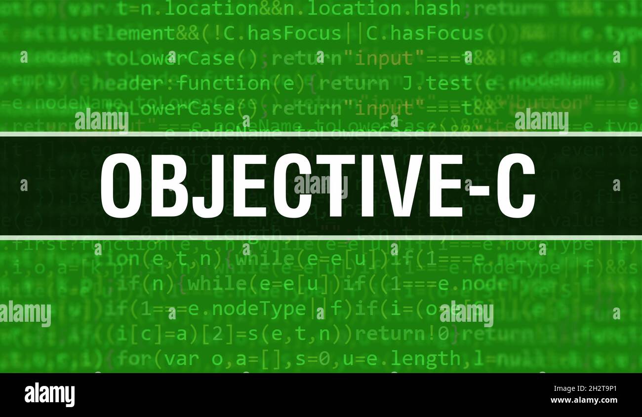 Concept objectif-C avec parties aléatoires du code de programme.texte objectif-C écrit sur le code de programmation résumé technologie de base du développement de logiciel Banque D'Images