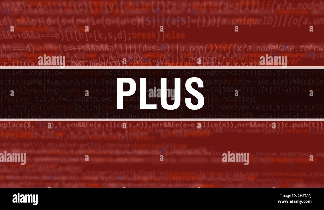 Plus texte écrit sur le code de programmation résumé technologie de base du développeur de logiciel et de script d'ordinateur.Plus concept de code sur ordinateur monit Banque D'Images
