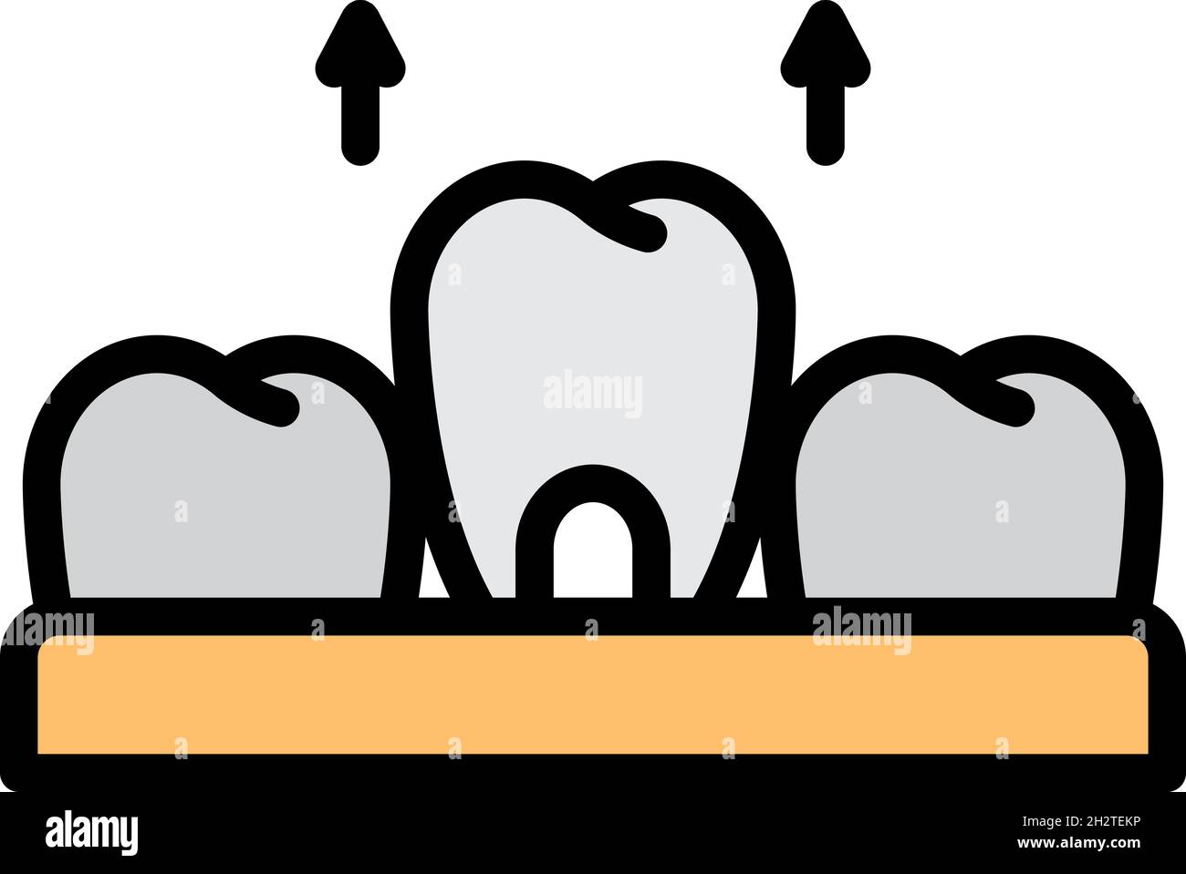 Suppression d'une icône de dent.Suppression du contour d'une icône de vecteur de dent isolée à plat Illustration de Vecteur