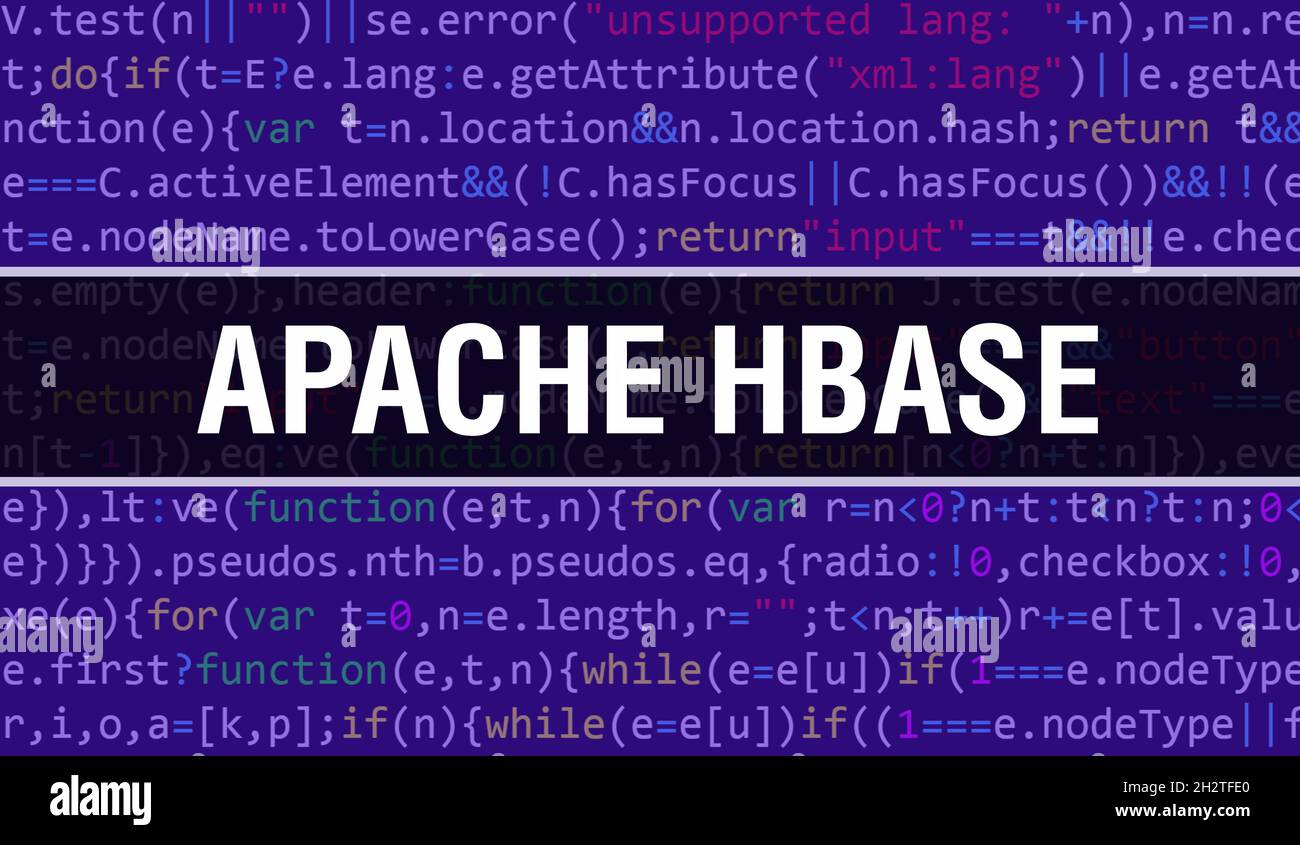 Apache HBase avec base de technologie numérique de code binaire.Arrière-plan abstrait avec code de programme et Apache HBase.Technologie de programmation et de codage Banque D'Images