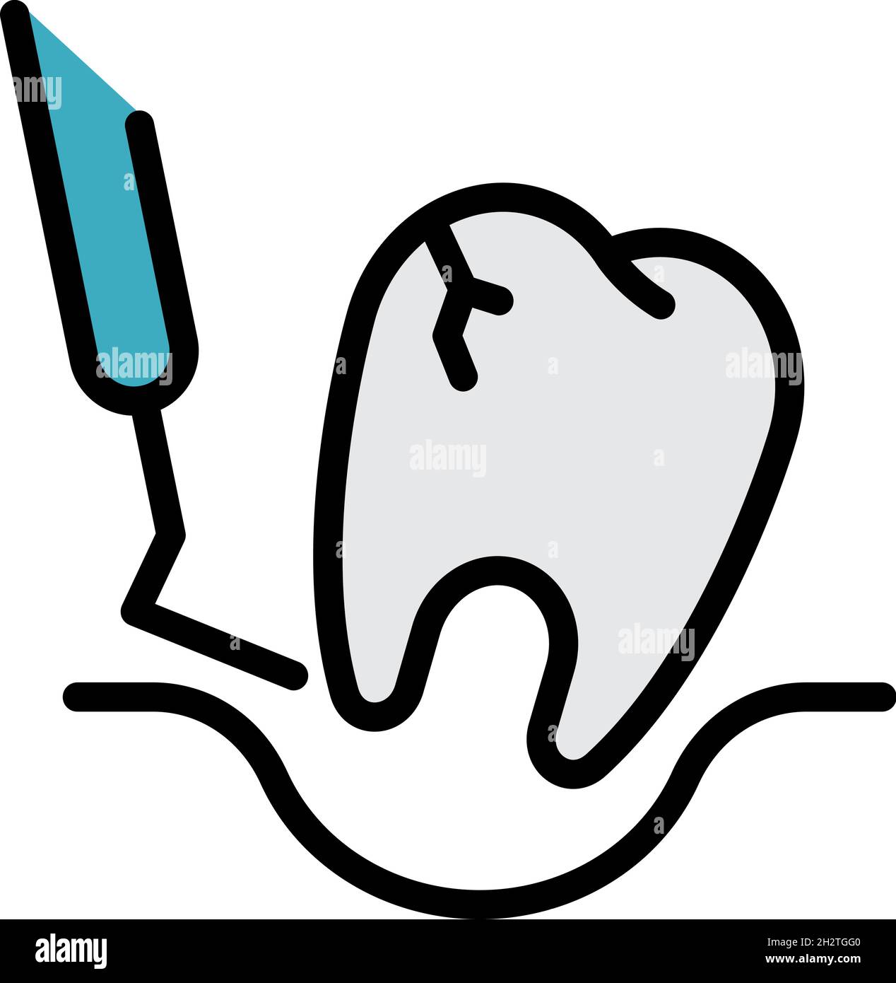Extraction d'une icône de dent malade.Contour extraction d'un vecteur de dent malade icône couleur plat isolé Illustration de Vecteur
