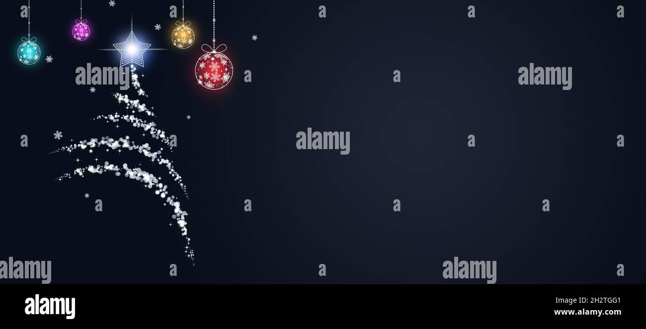 boules de noël d'hiver et bannière de décoration d'arbre Banque D'Images