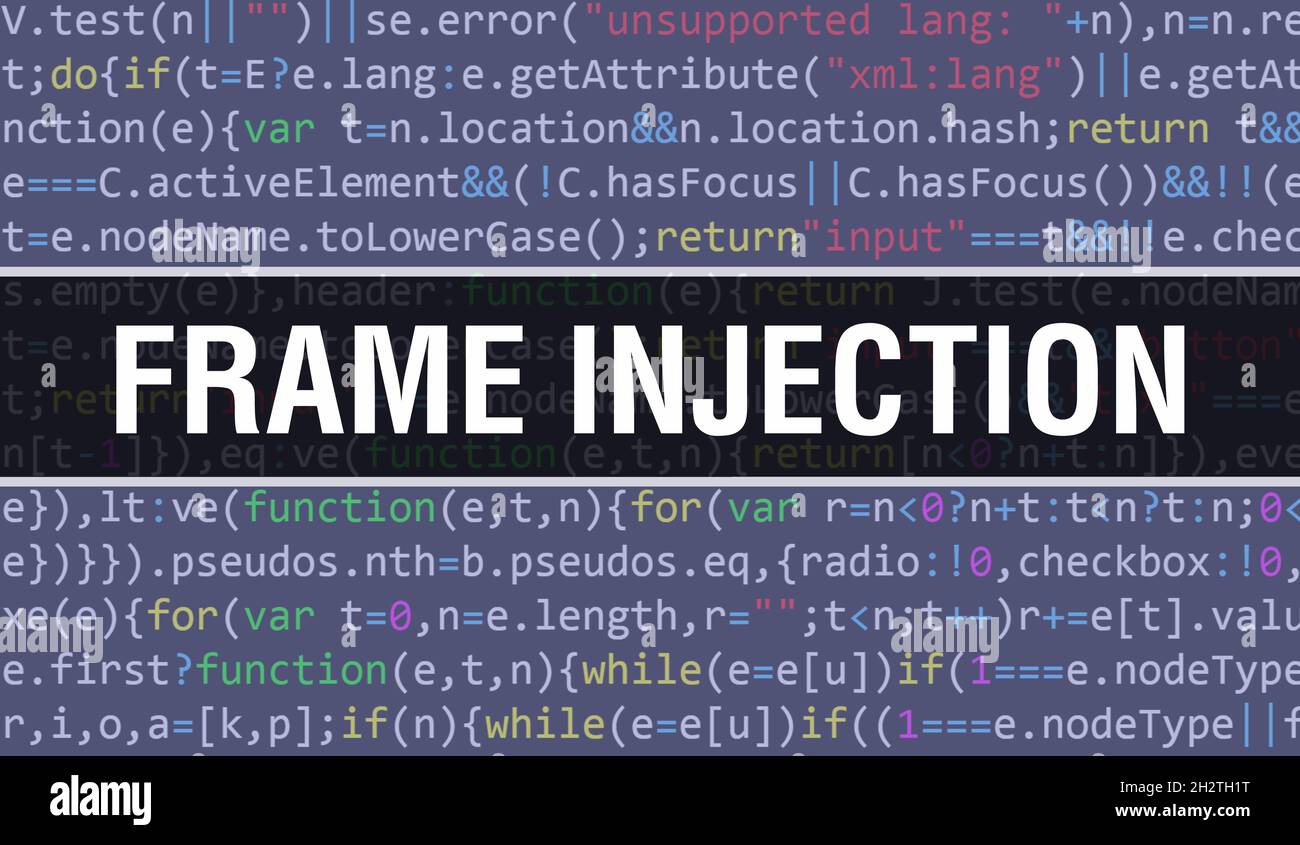Injection de trames avec arrière-plan de la technologie numérique à code binaire.Arrière-plan abstrait avec code de programme et injection de trames.Technologie de programmation et de codage Banque D'Images
