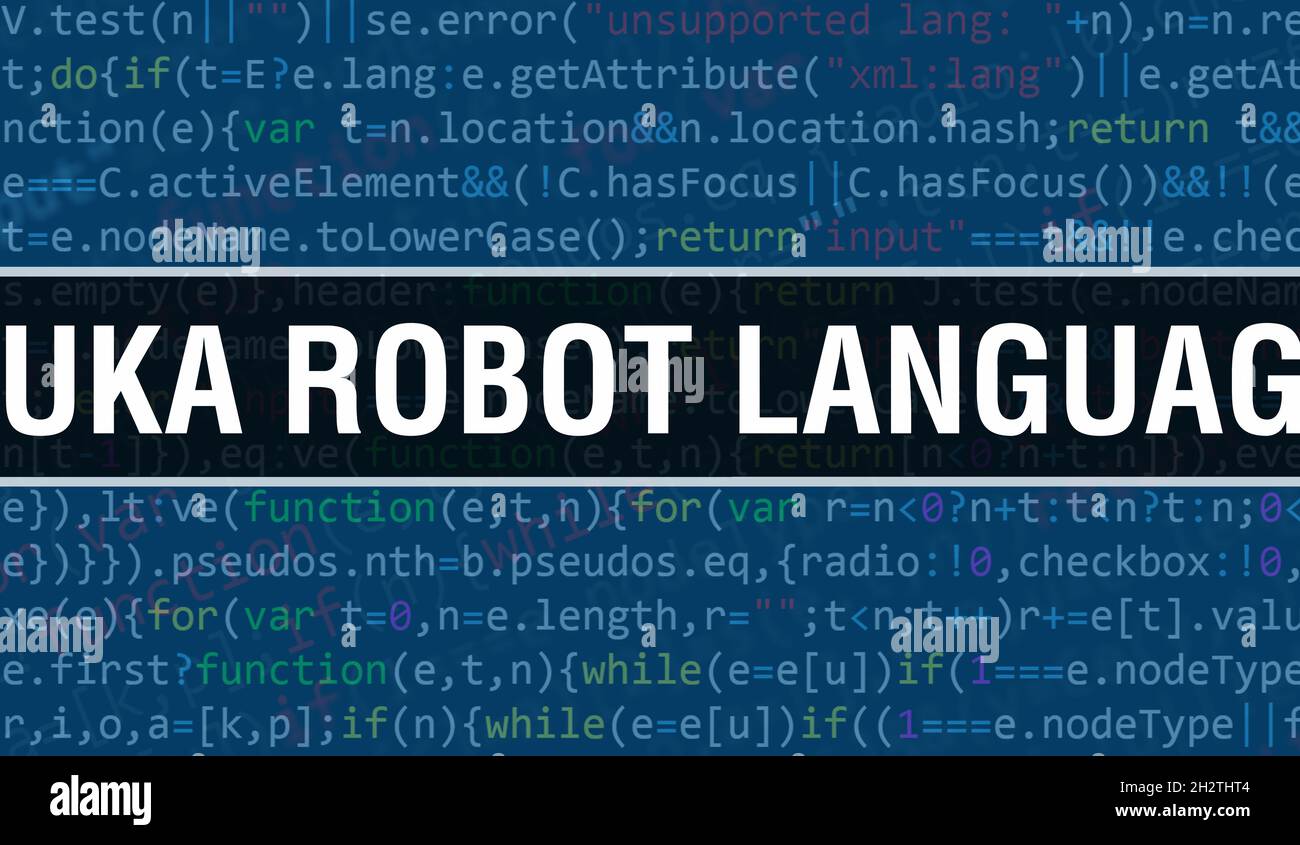 KUKA robot Language avec texte de code Java numérique.KUKA robot langage et logiciel informatique codage vecteur concept.Script de codage Java, digi Banque D'Images