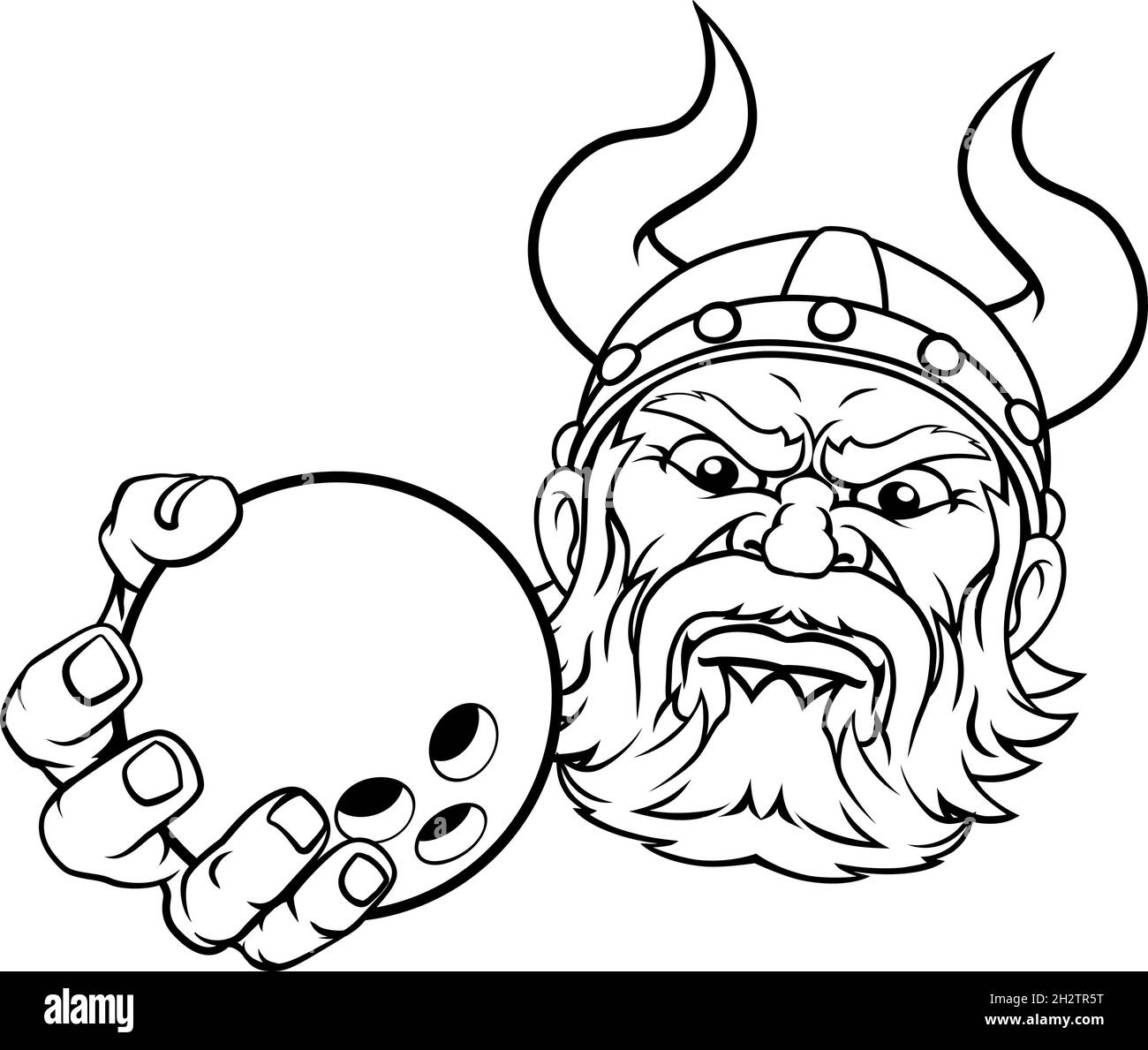 Viking Ten PIN Bowling ball Sports Mascot Cartoon Illustration de Vecteur