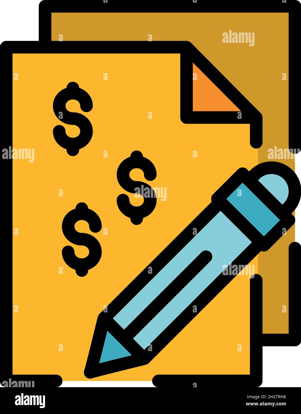 Icône de papier de contrat d'argent.Contour contrat argent papier vecteur icône couleur plat isolé Illustration de Vecteur