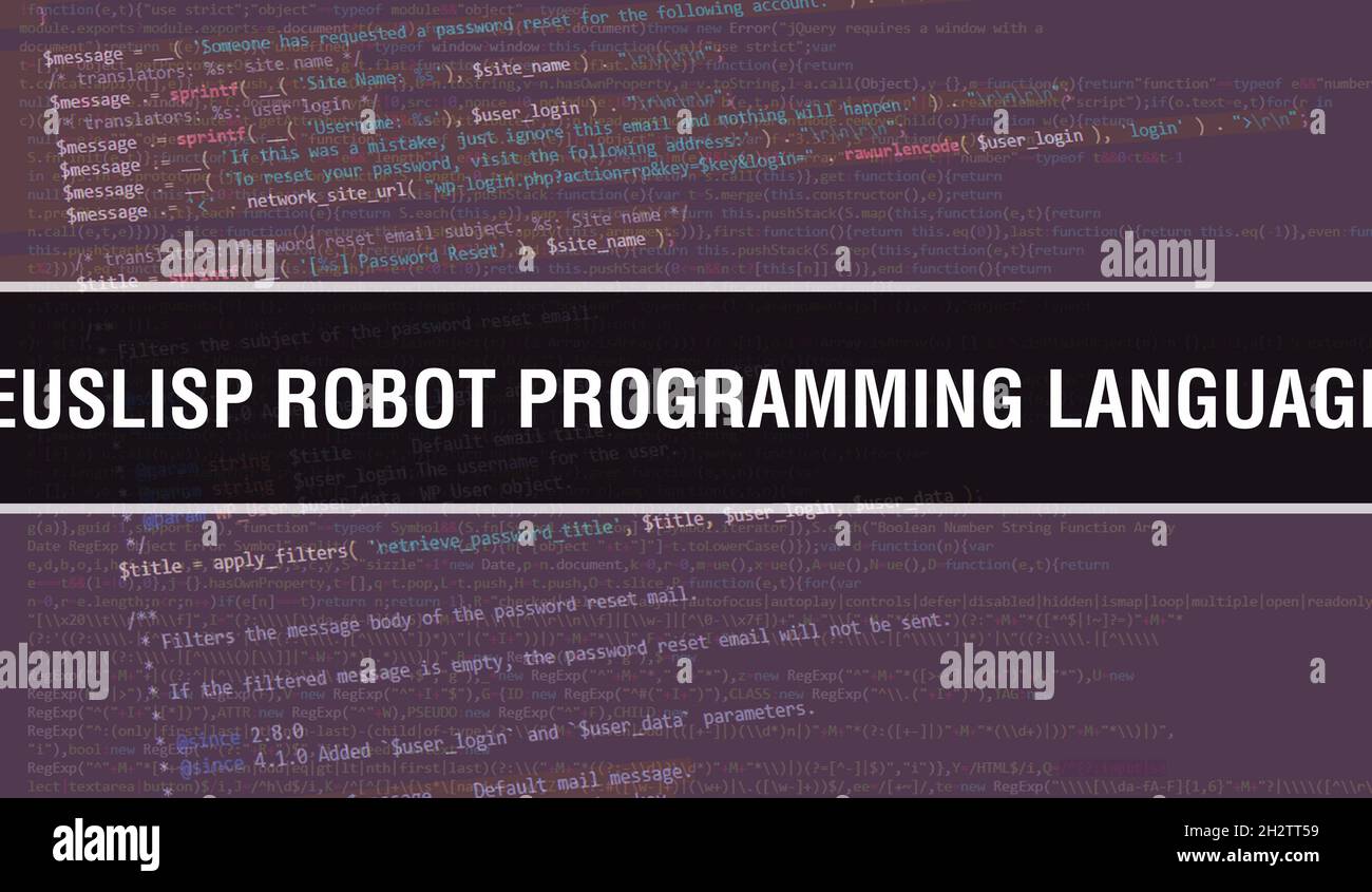 EusLisp robot Programming Language concept avec des parties aléatoires du code de programme.EusLisp robot Programming Language text écrit sur le code de programmation abstr Banque D'Images