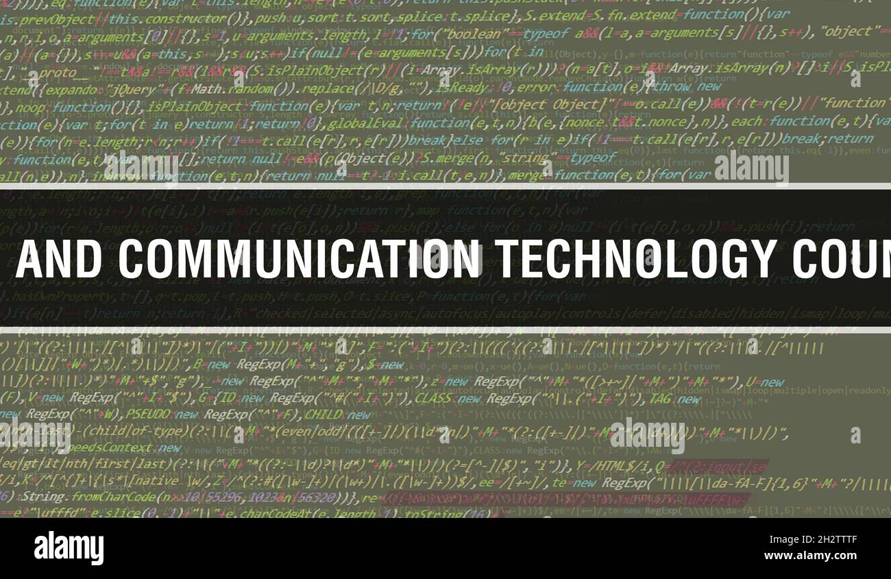 Conseil international des technologies de l'information et de la communication Programme de certification texte écrit sur le code de programmation résumé technologie contexte o Banque D'Images