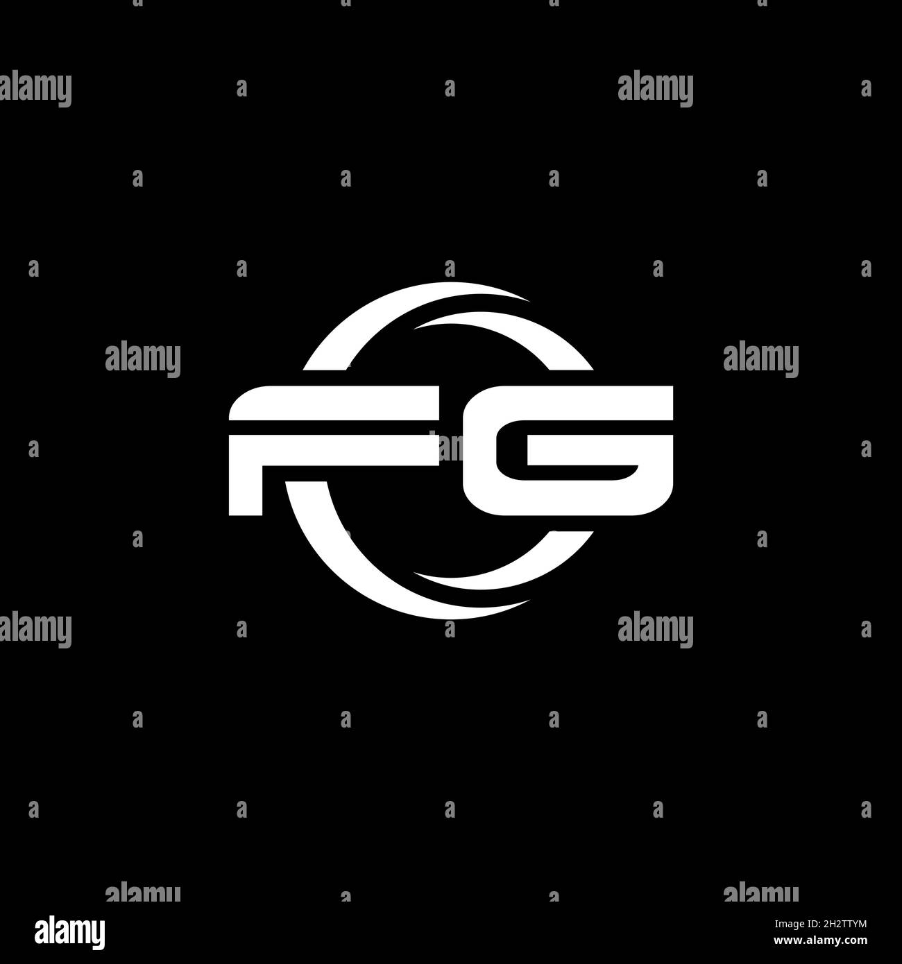 Lettre de logo FG Monogram avec forme simple et cercle modèle de design arrondi isolé sur fond noir Illustration de Vecteur