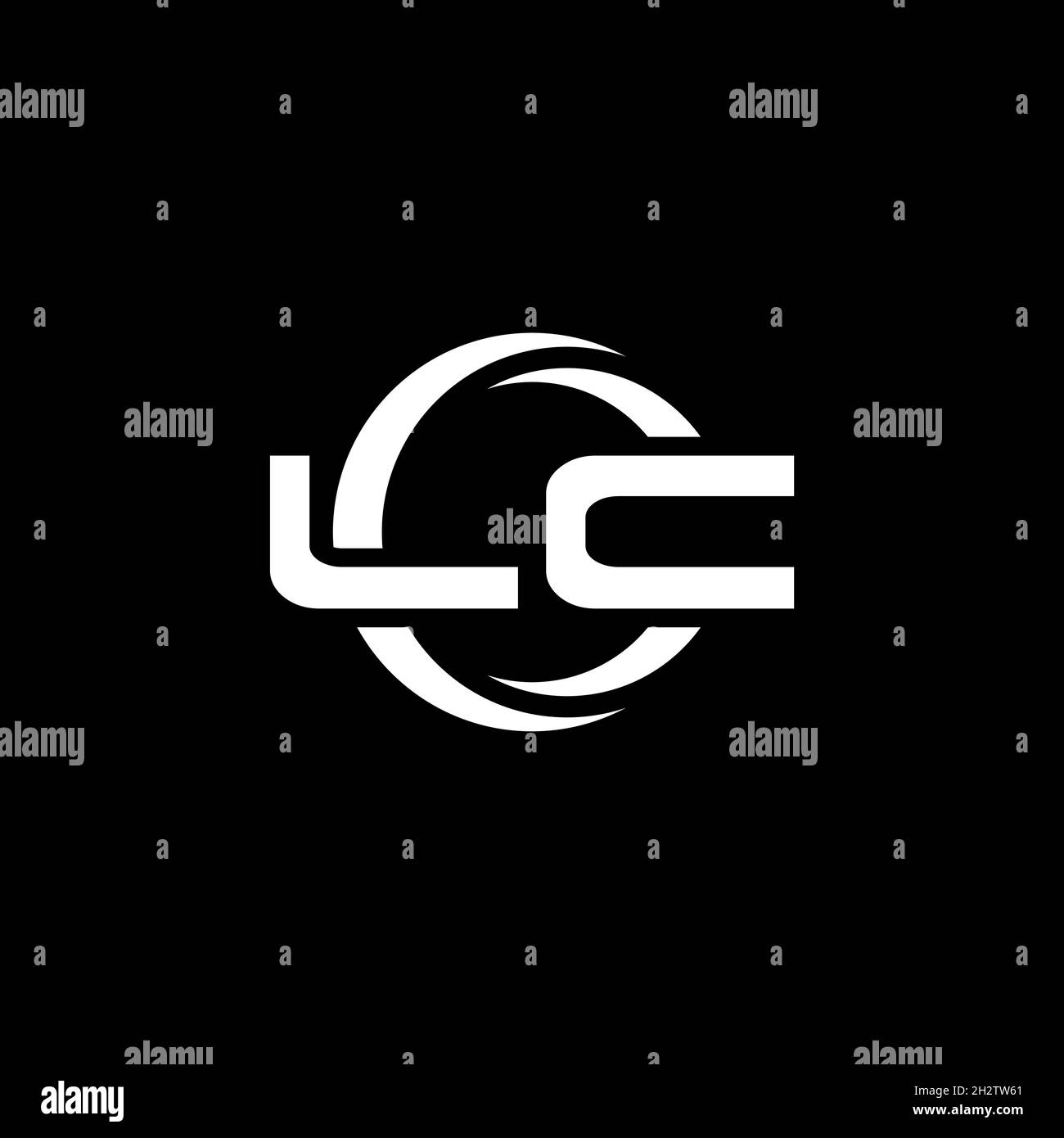 Lettre du logo LC Monogram avec forme simple et modèle de forme arrondie circulaire isolé sur fond noir Illustration de Vecteur