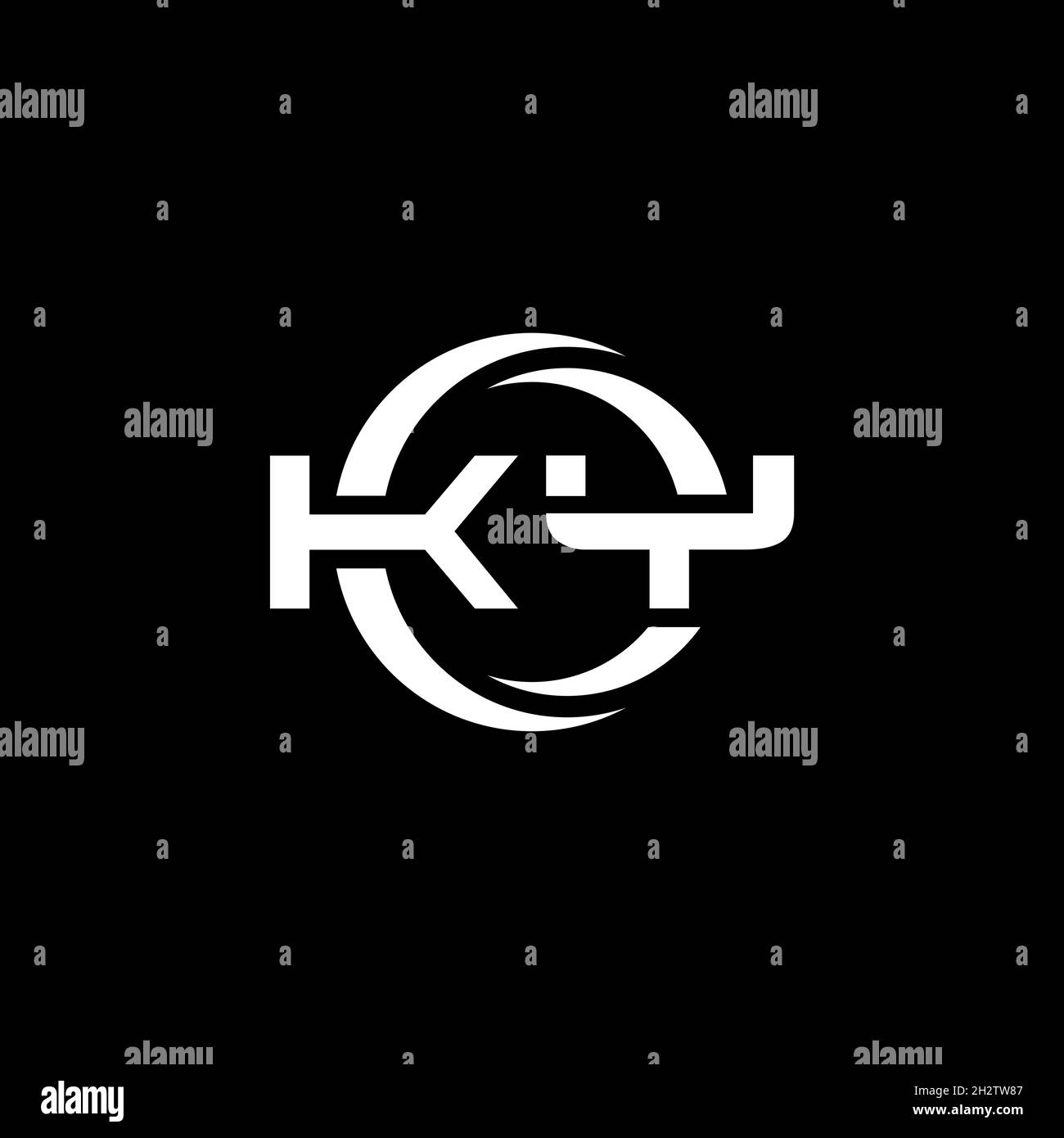 KY Monogram logo lettre avec forme simple et cercle modèle de conception arrondie isolé sur fond noir Illustration de Vecteur