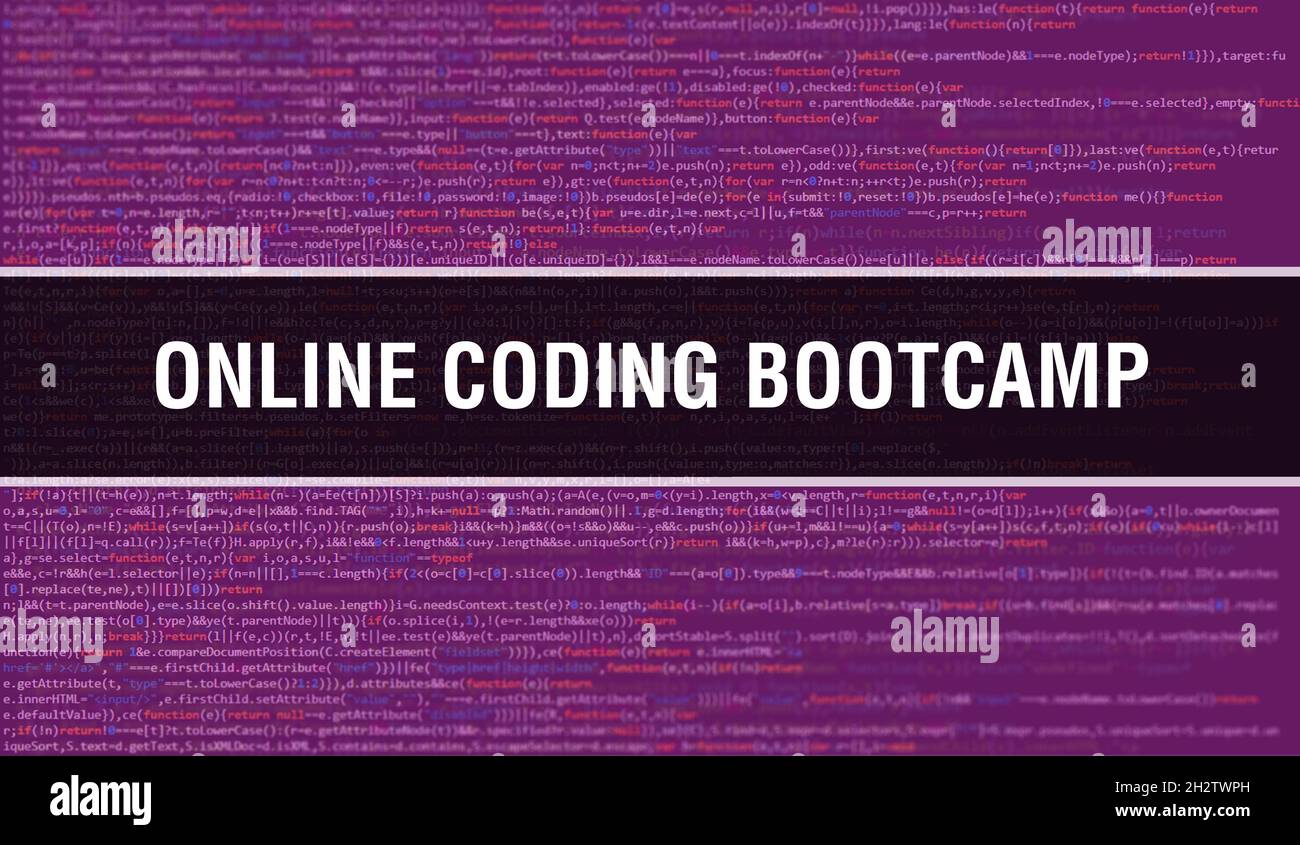 Démarrage de codage en ligne avec base de la technologie numérique de code binaire.Arrière-plan abstrait avec code de programme et bootcamp de codage en ligne.Programmation a Banque D'Images