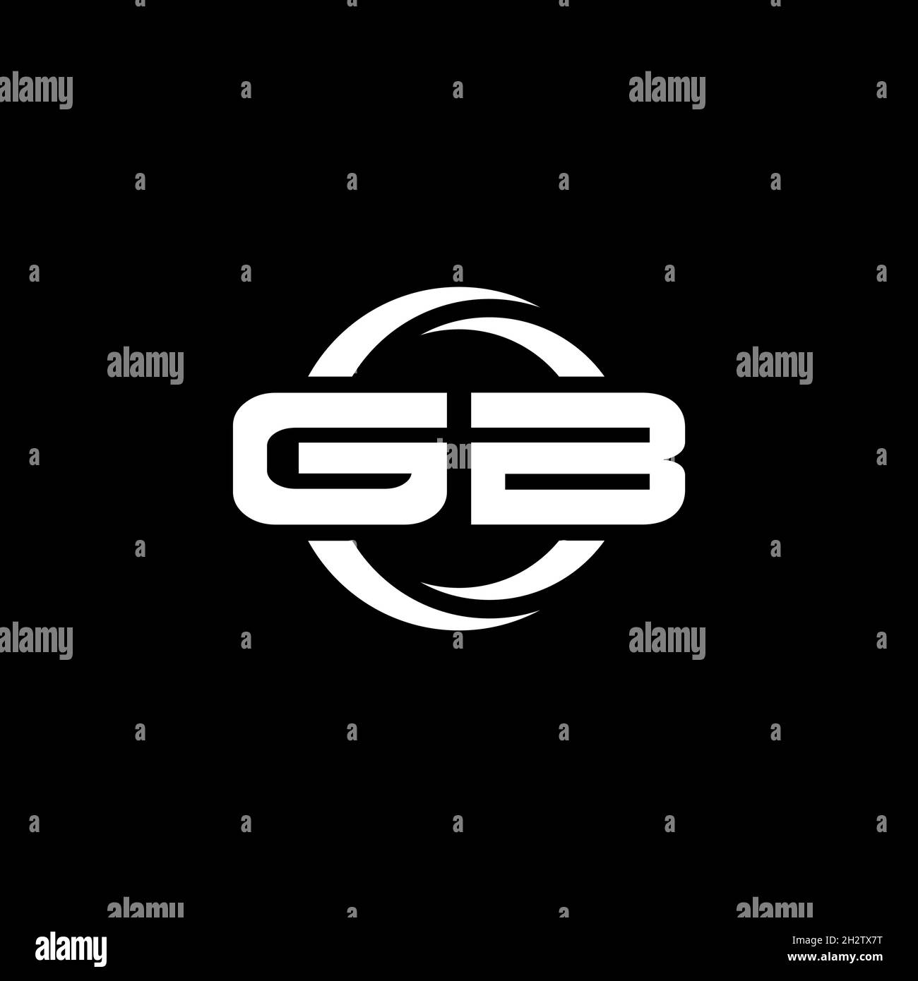 GB Monogram logo lettre avec forme simple et cercle modèle de design arrondi isolé sur fond noir Illustration de Vecteur