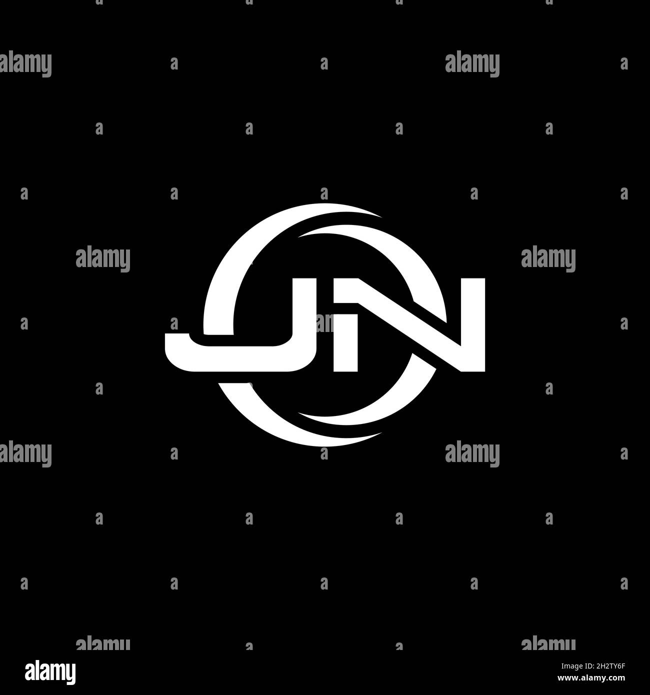 JN Monogram logo lettre avec forme simple et cercle arrondi modèle de conception isolé sur fond noir Illustration de Vecteur