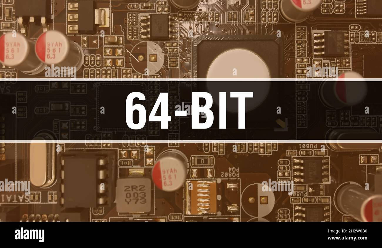 Texte de 64 bits écrit sur circuit Board Résumé électronique de la technologie de base du développeur de logiciel et du script d'ordinateur.Concept 64 bits d'Integrated Banque D'Images