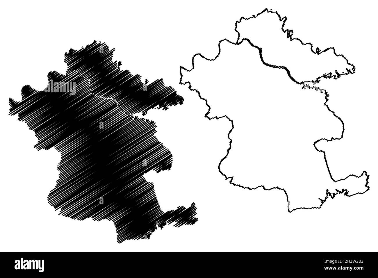 District de Narmada (État du Gujarat, République de l'Inde) carte illustration vectorielle, scribble croquis carte de Narmada Illustration de Vecteur