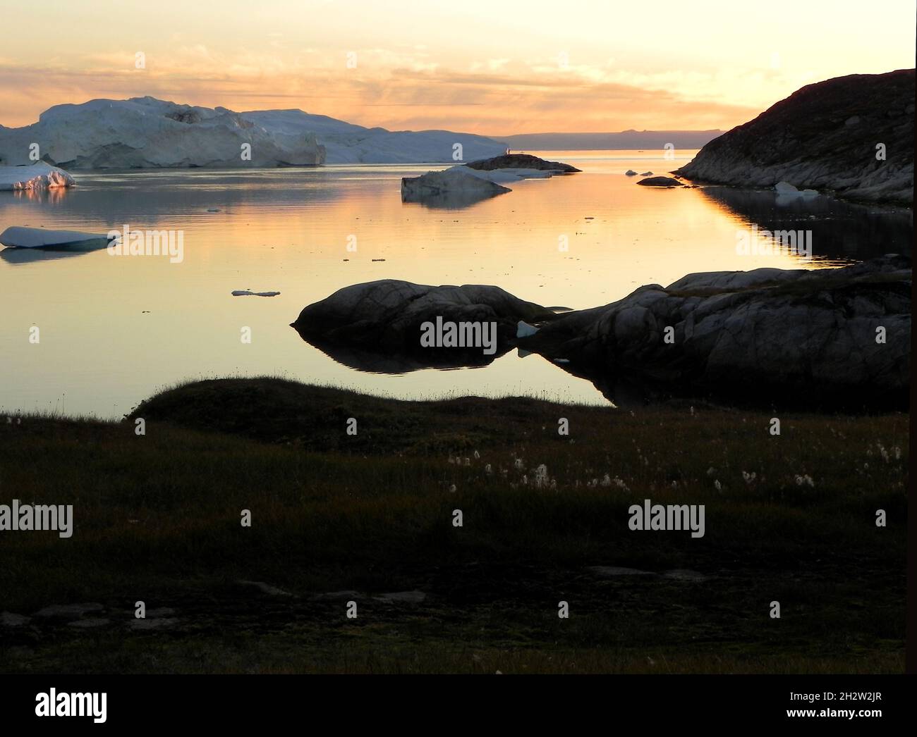 Ambiance en soirée dans la baie de Disko au Groenland Banque D'Images