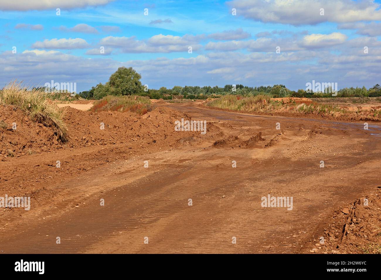 Fouilles de carrières près du village de Cromwell, près de Newark, dans le Nottinghamshire, en Angleterre Banque D'Images