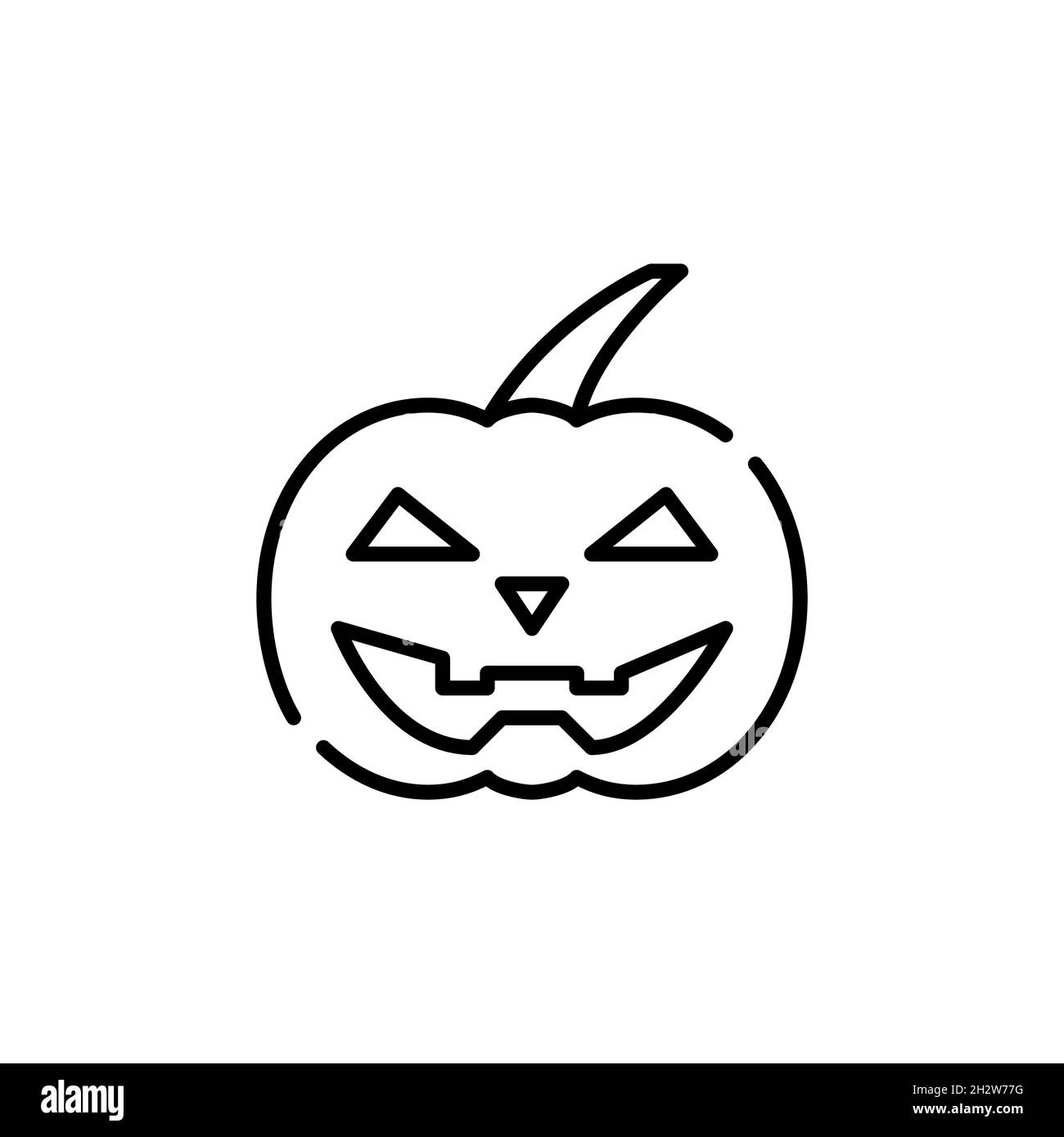 Jack o lanterne.Citrouille traditionnelle d'Halloween sculptée avec le visage affreux.Icône de dessin au trait de trait, pixel Perfect, modifiable Illustration de Vecteur