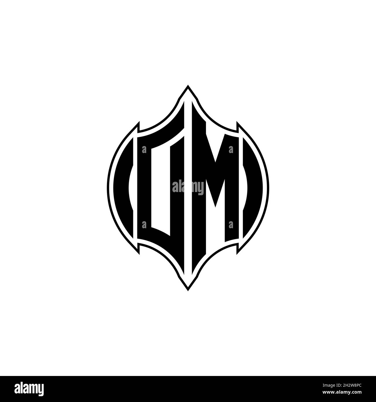 DM Monogram logo lettre avec ligne de gemmotérique style de forme arrondie sur fond isolé, shiled lettre monogramme Illustration de Vecteur