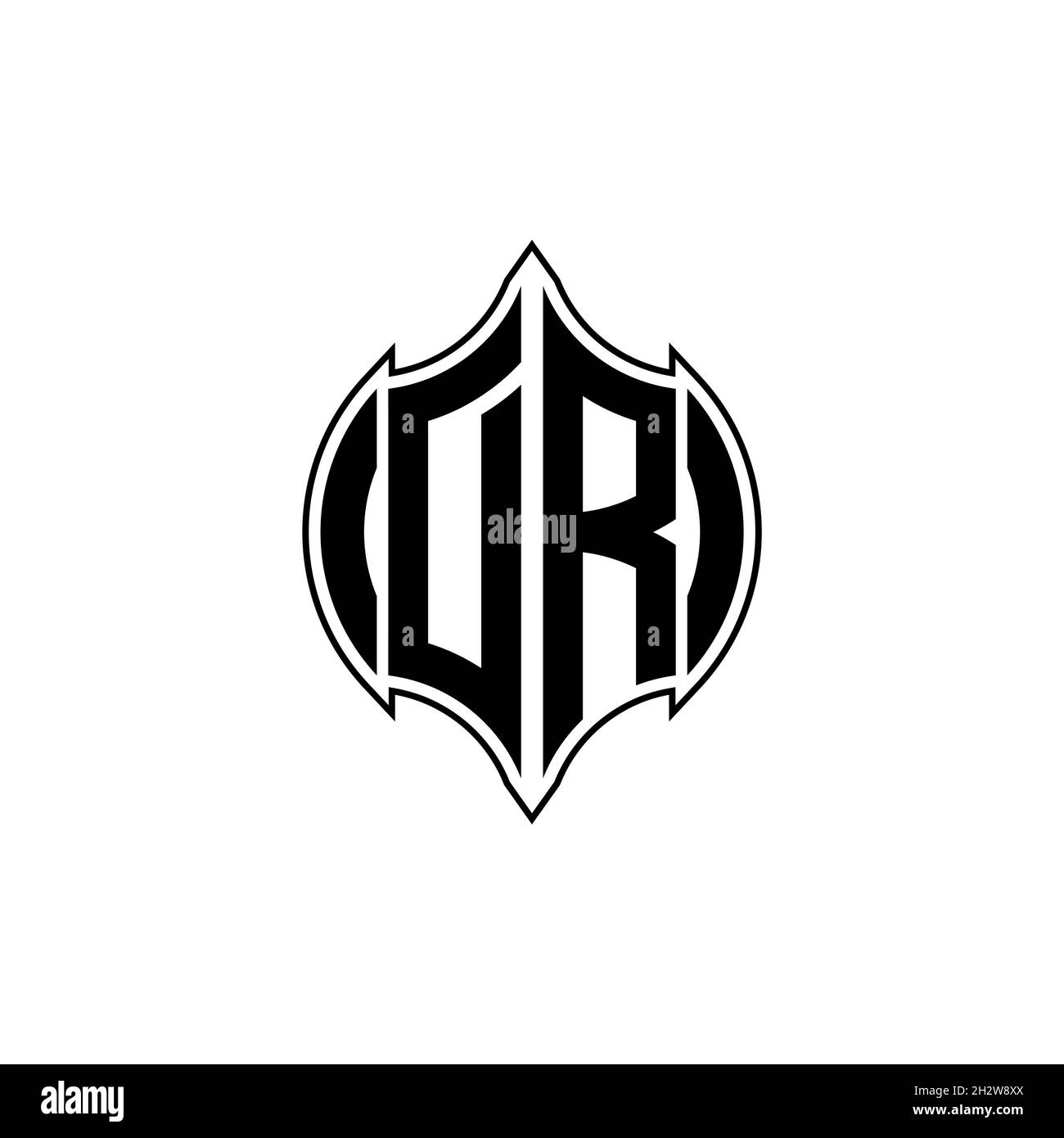 Dr Monogram logo lettre avec ligne gemmotérique design de style arrondi sur fond isolé, shiled lettre monogramme Illustration de Vecteur