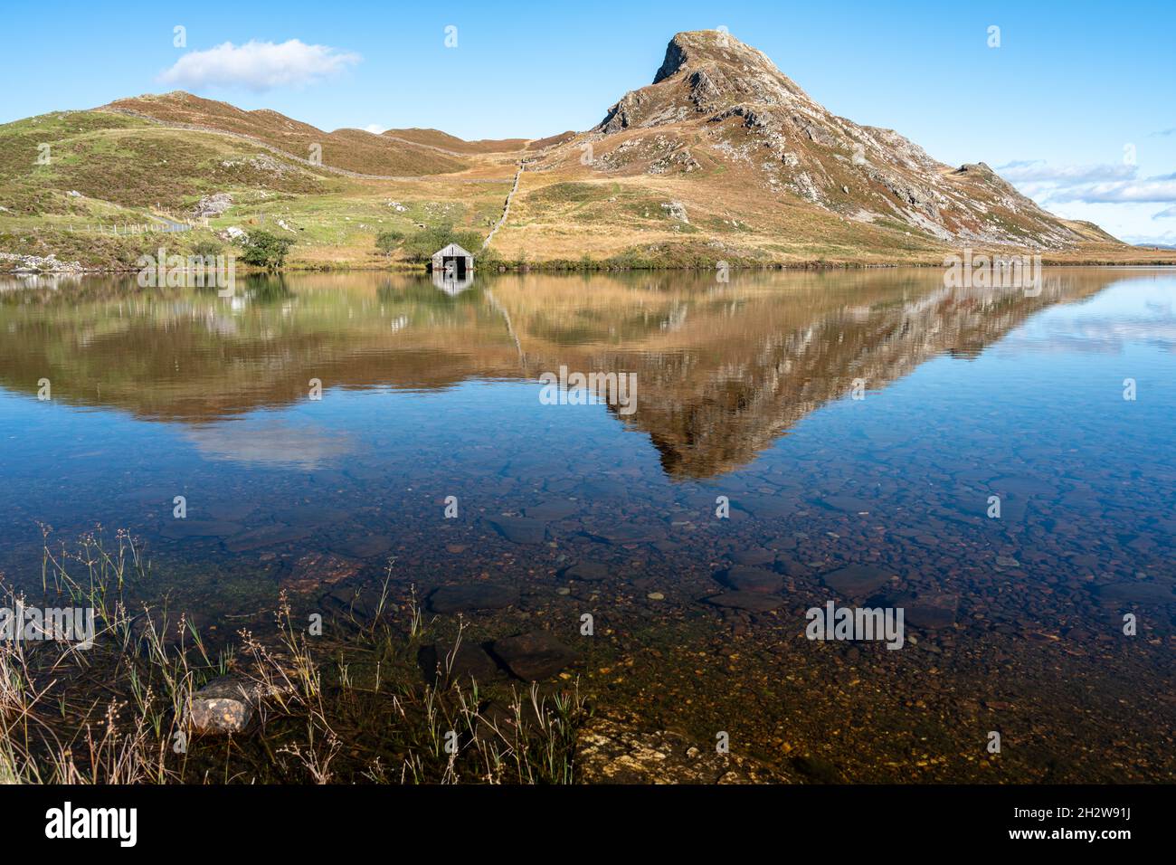 La montagne Cefn-hir et le lac Cregennan se trouvent en automne dans le parc national de Snowdonia, à Dolgellau, au pays de Galles, au Royaume-Uni. Banque D'Images