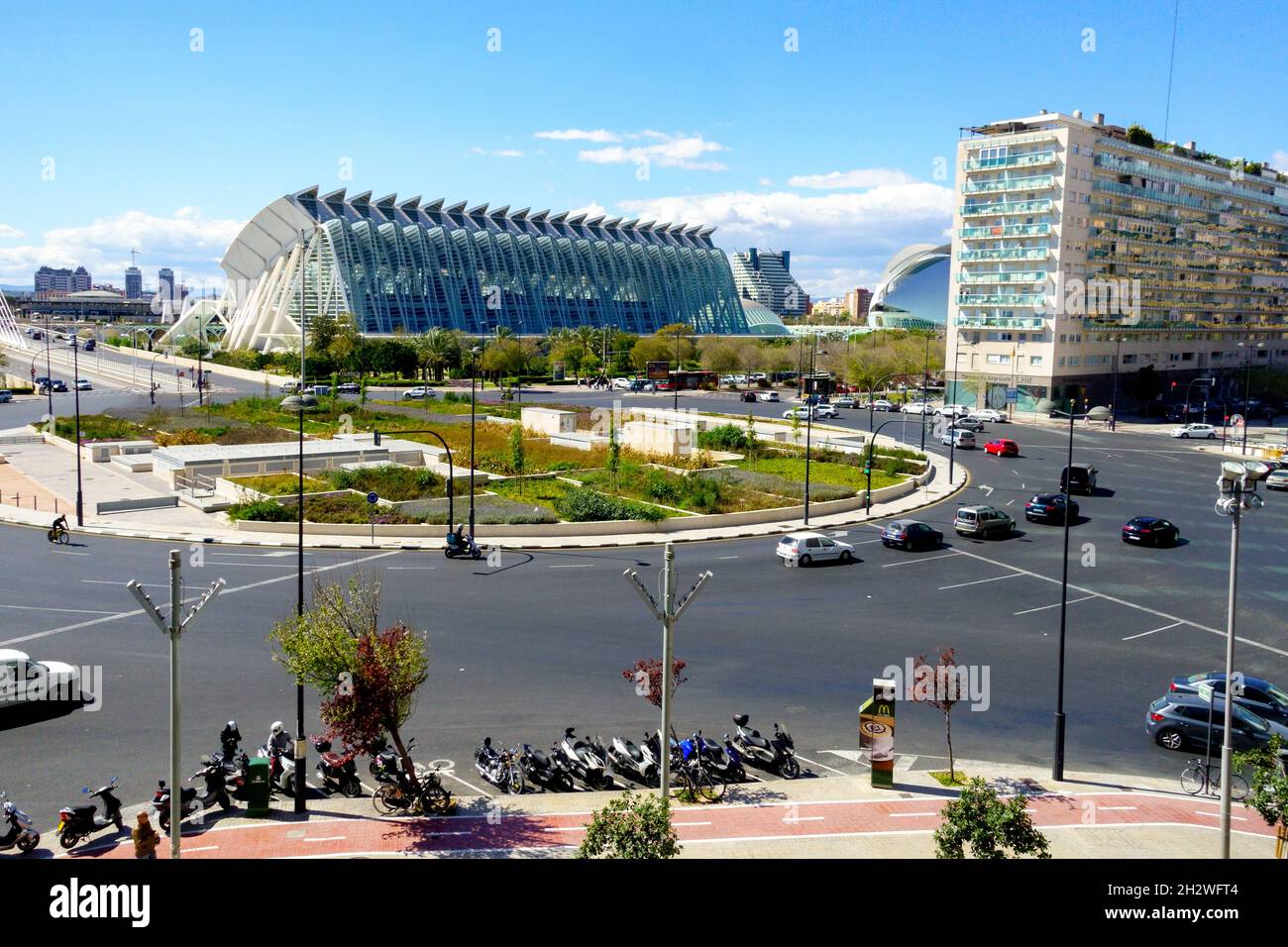 Valencia Espagne vue sur la ville rond-point Banque D'Images